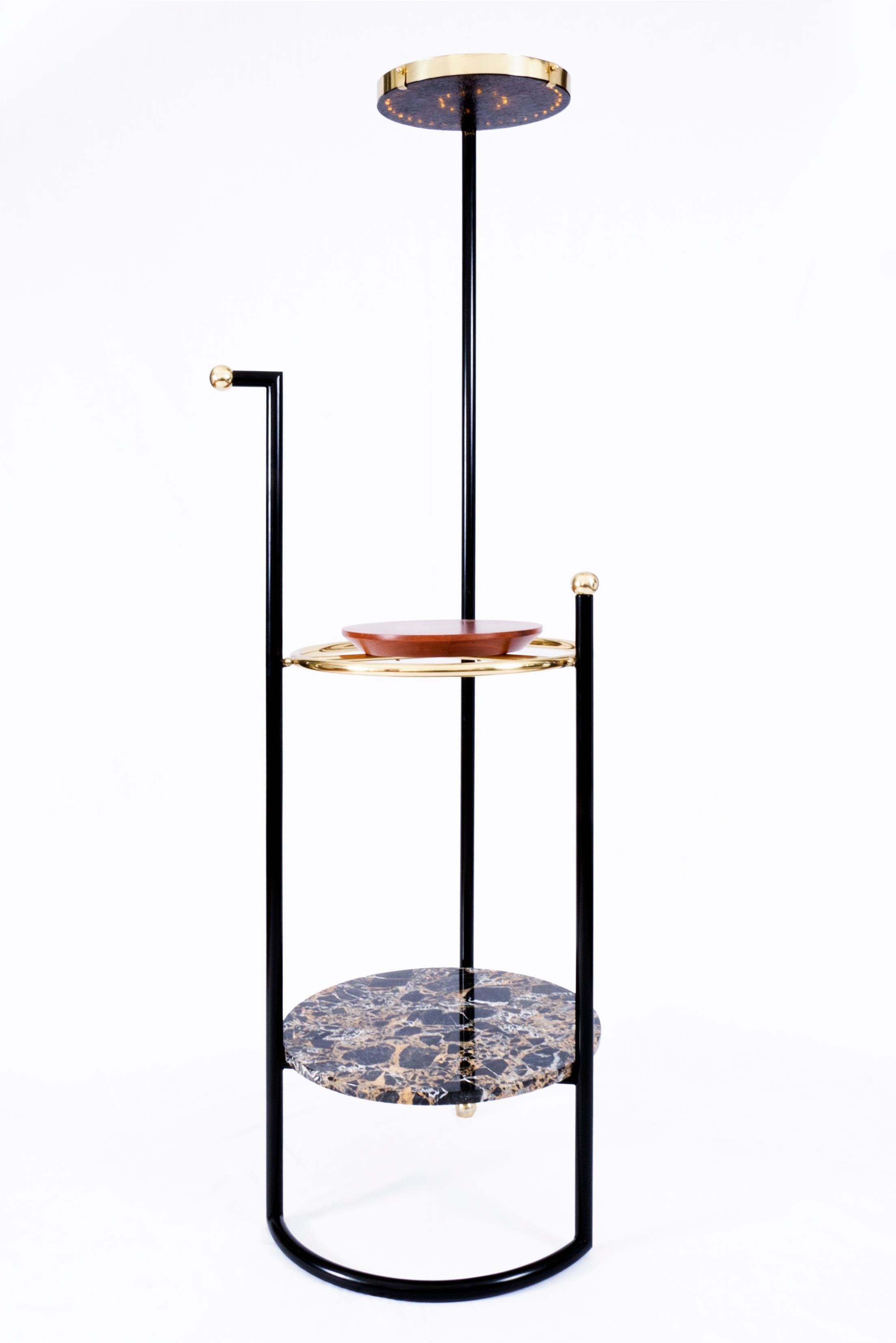Saturne valet by Nomade Atelier
Dimensions: D 52 x H 180 cm
Material: Brass, Marble, Iron, Cedar, LED Lighting
Weight: 85 kg

All our lamps can be wired according to each country. If sold to the USA it will be wired for the USA for