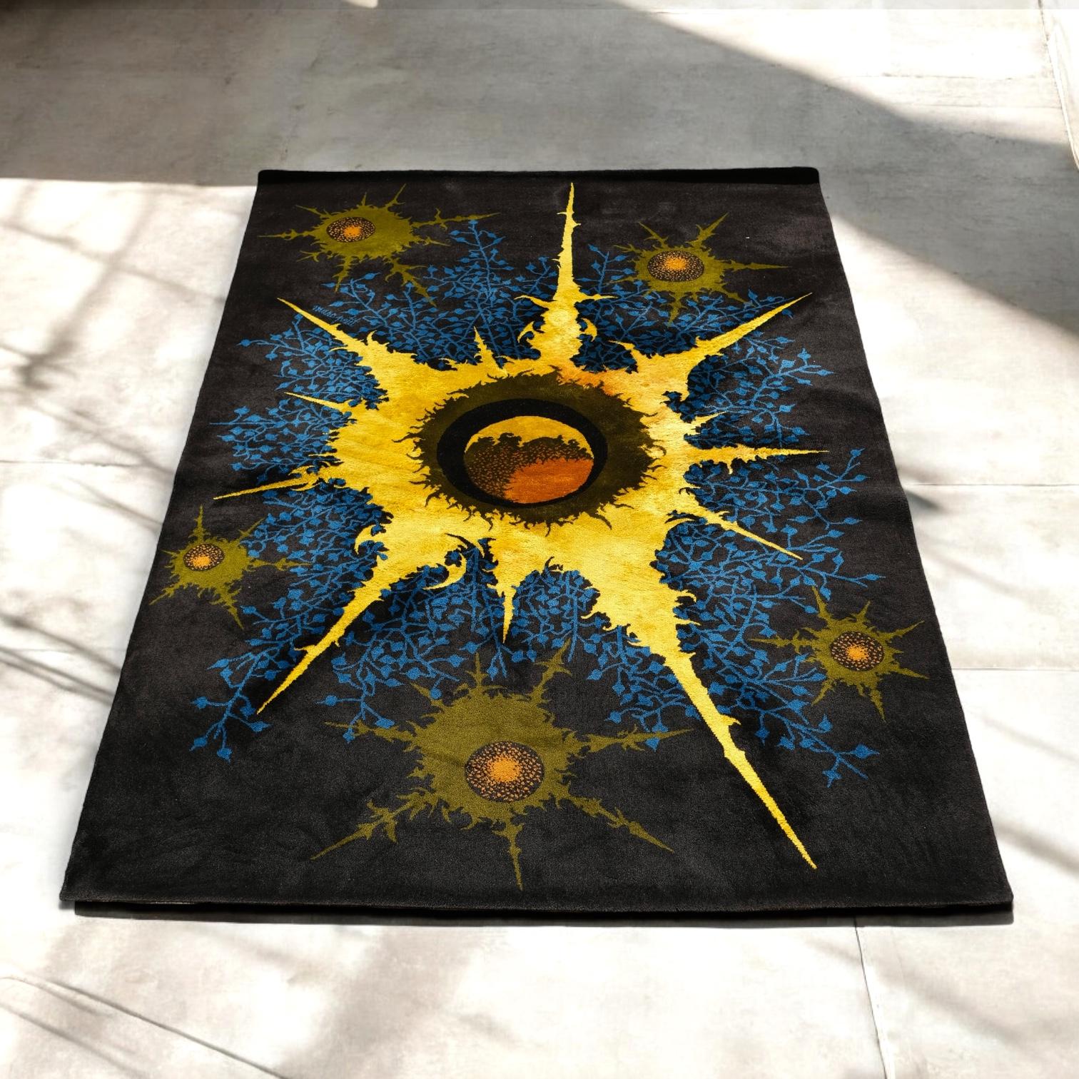 Alfombra de lana Saturne XXL, de Marc Petit para Saint-Frères, De Leers, Francia, años 60 Moderno en venta