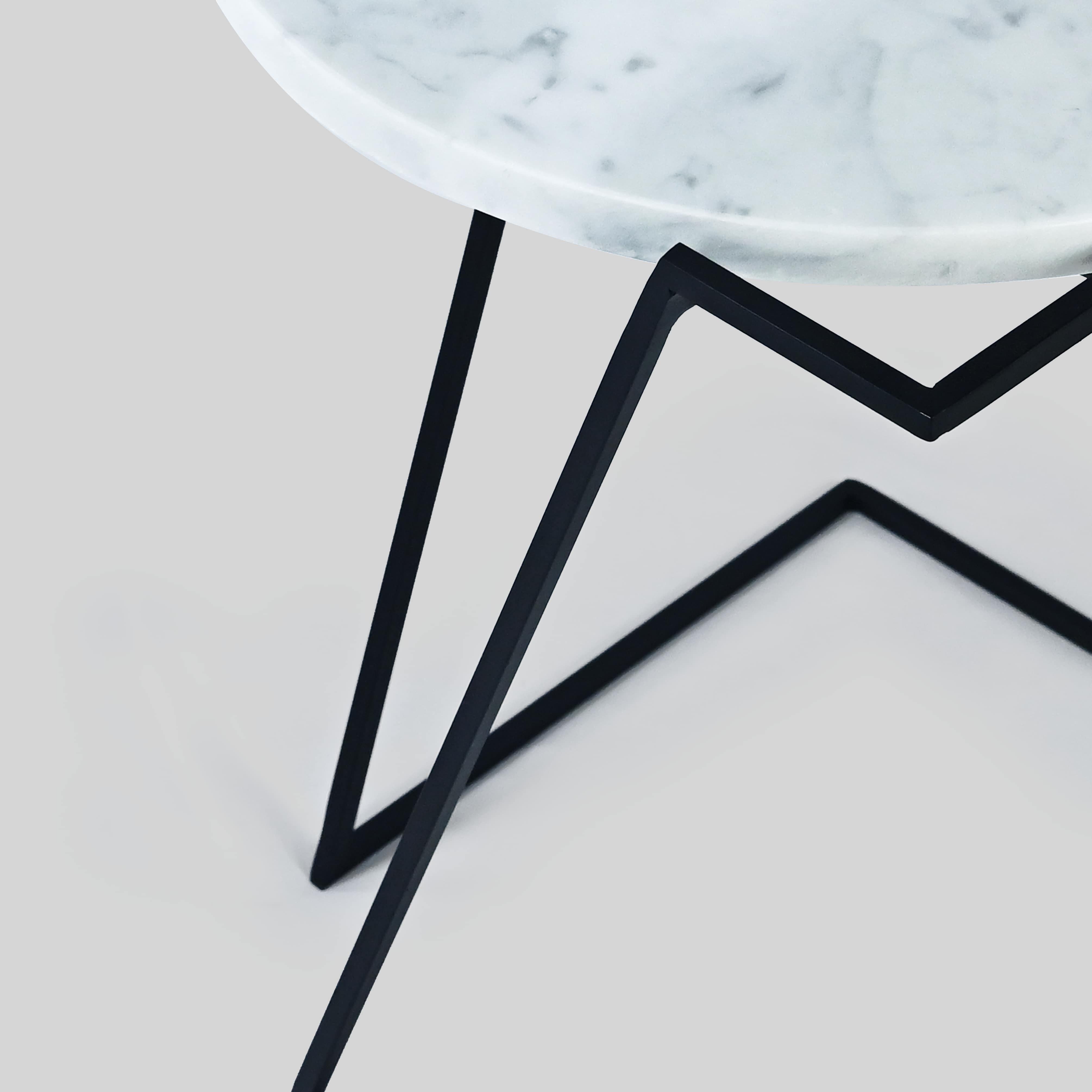 Contemporary Saturno, Carrara Marble Side Table By DFdesignlab Handmade in Italy For Sale