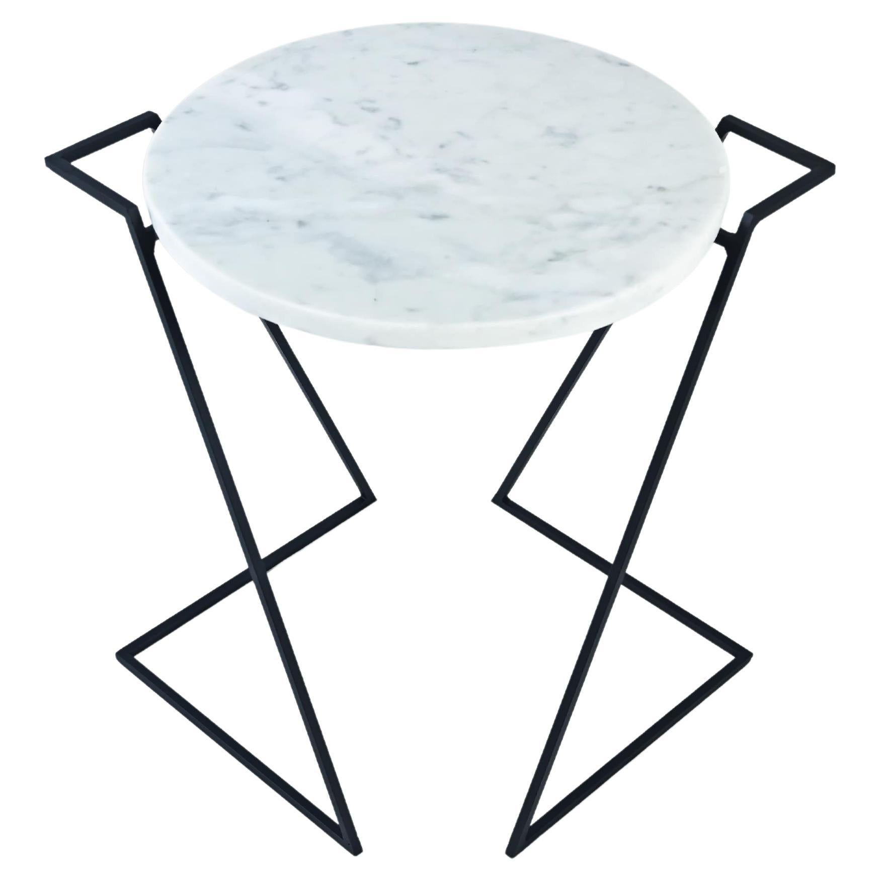 Saturno, Carrara Marble Side Table By DFdesignlab Handmade in Italy
