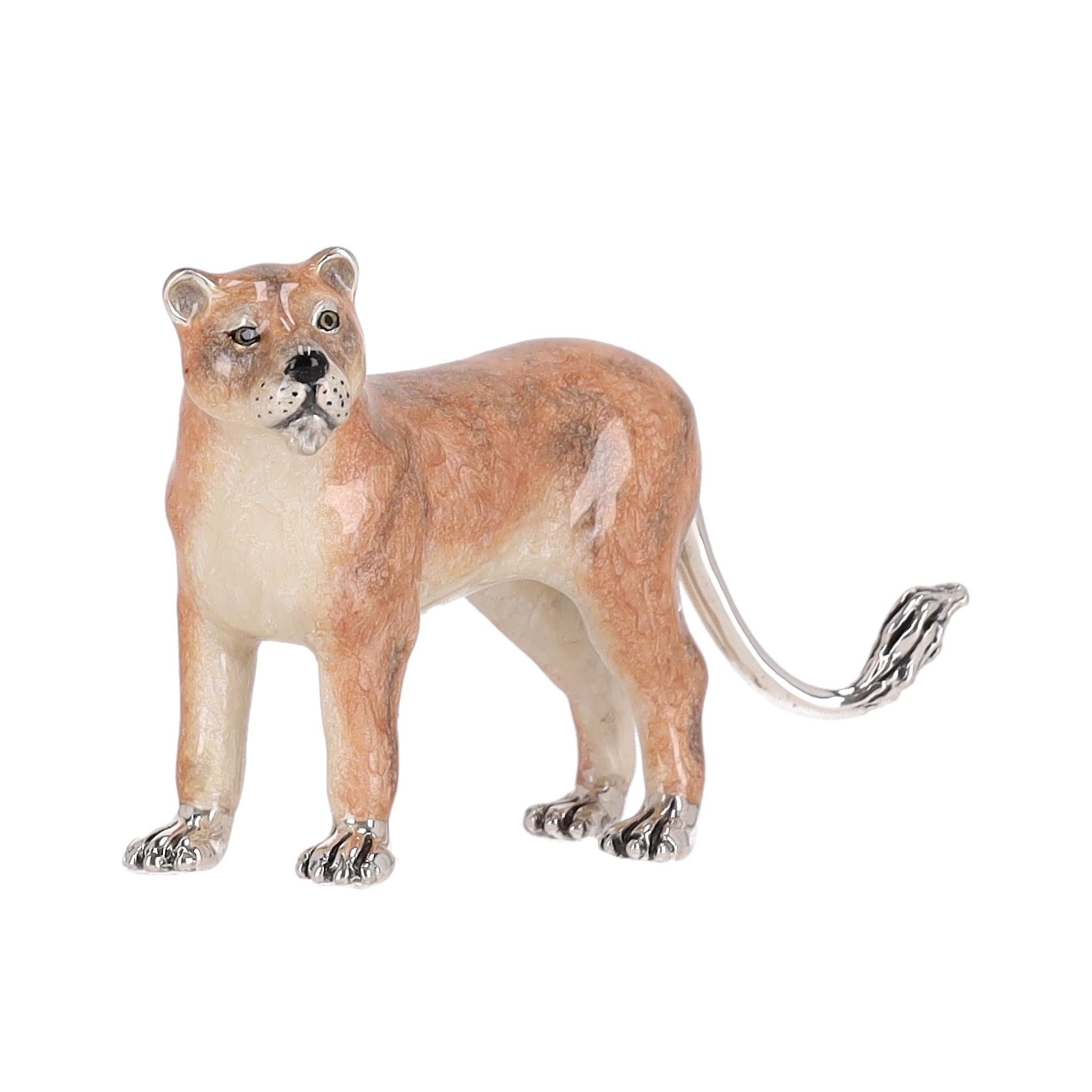 Women's or Men's Saturno Hand Enamelled 925 Lion Family - Set Of Four Ornaments For Sale