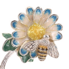 Saturno Ornement en argent 925 émaillé à la main Abeille sur une fleur