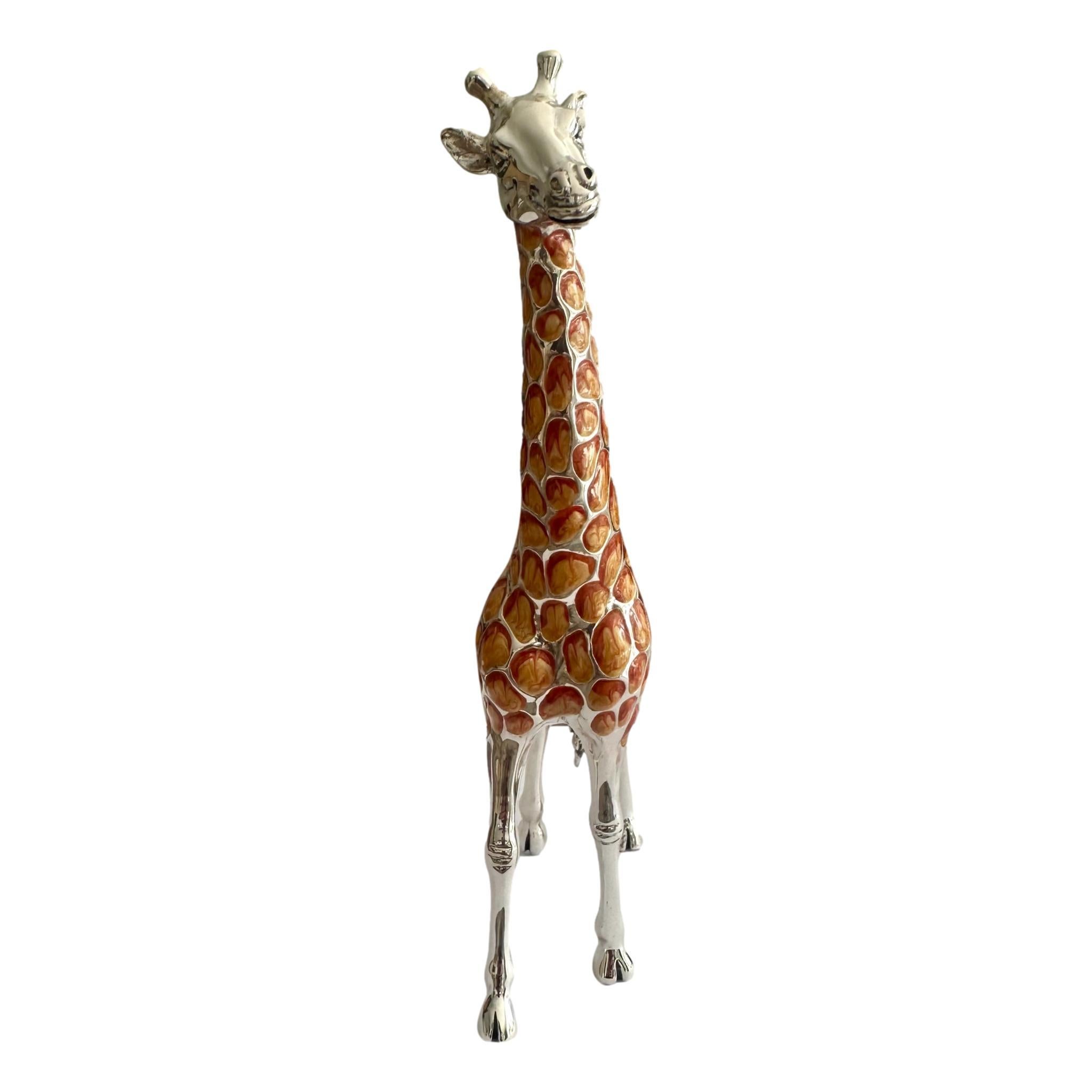 Saturno - Ornamento a forma di Giraffa grande dipinto a mano in argento sterling In condizioni ottime in vendita a London, GB