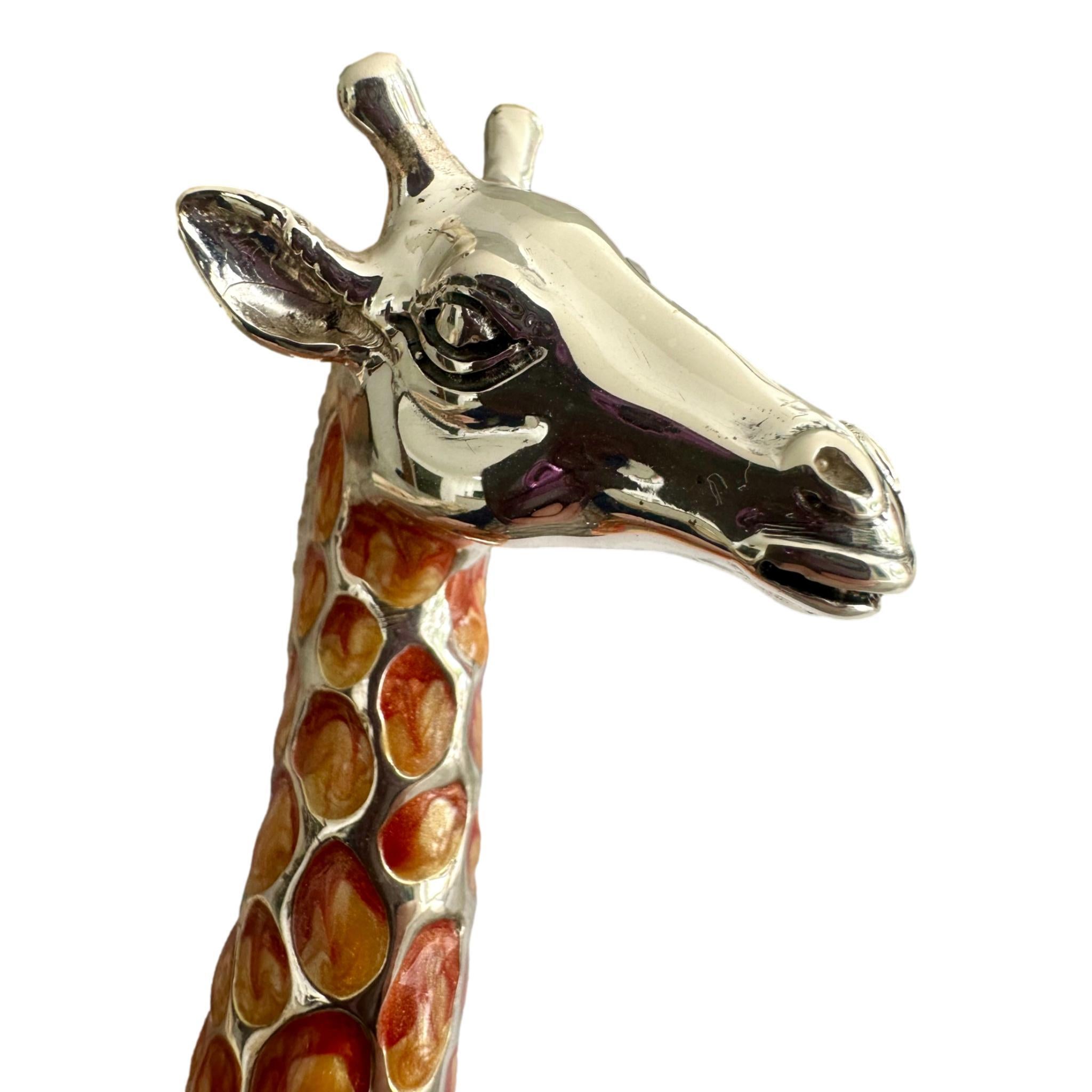 da uomo o donna Saturno - Ornamento a forma di Giraffa grande dipinto a mano in argento sterling in vendita