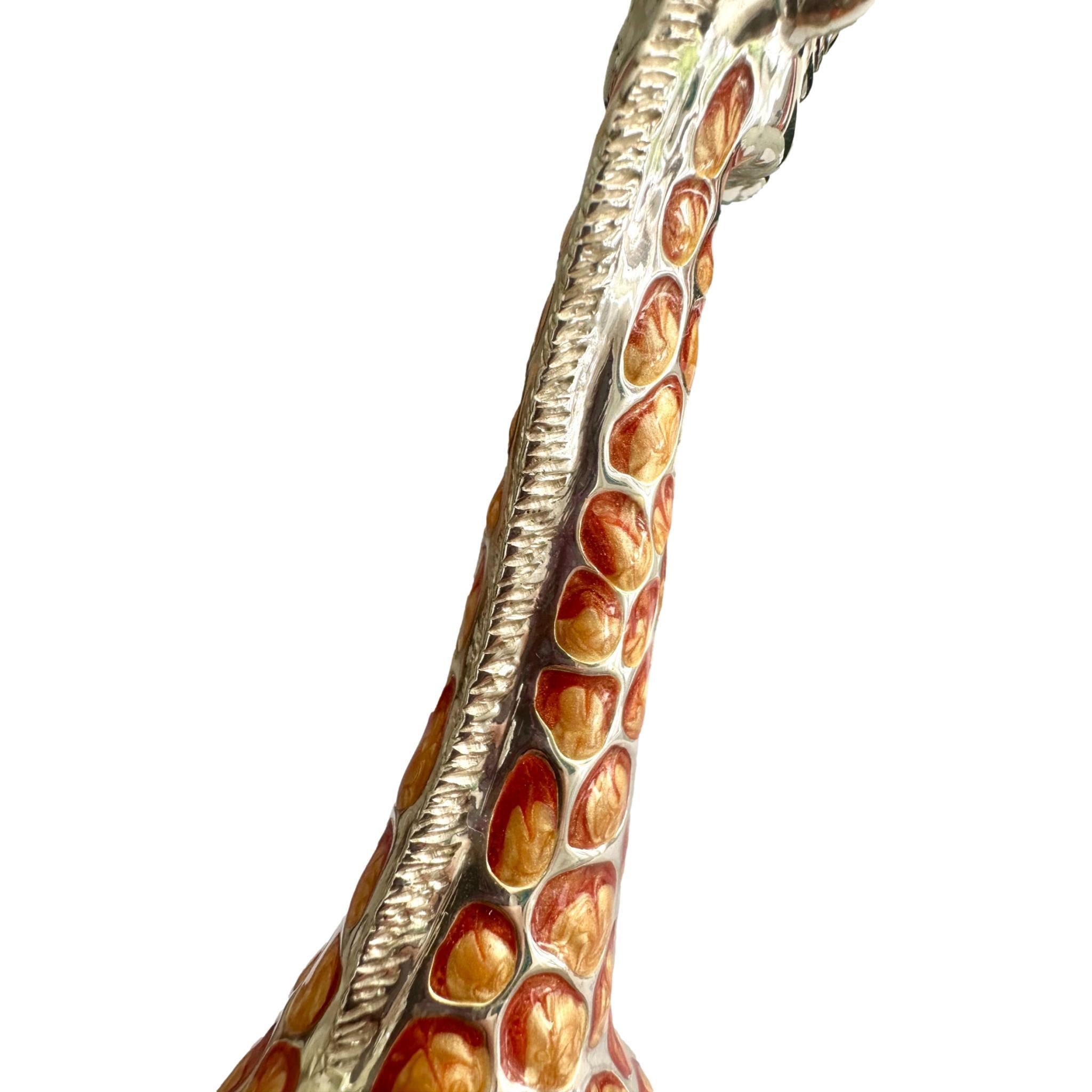 Saturno - Ornamento a forma di Giraffa grande dipinto a mano in argento sterling in vendita 2