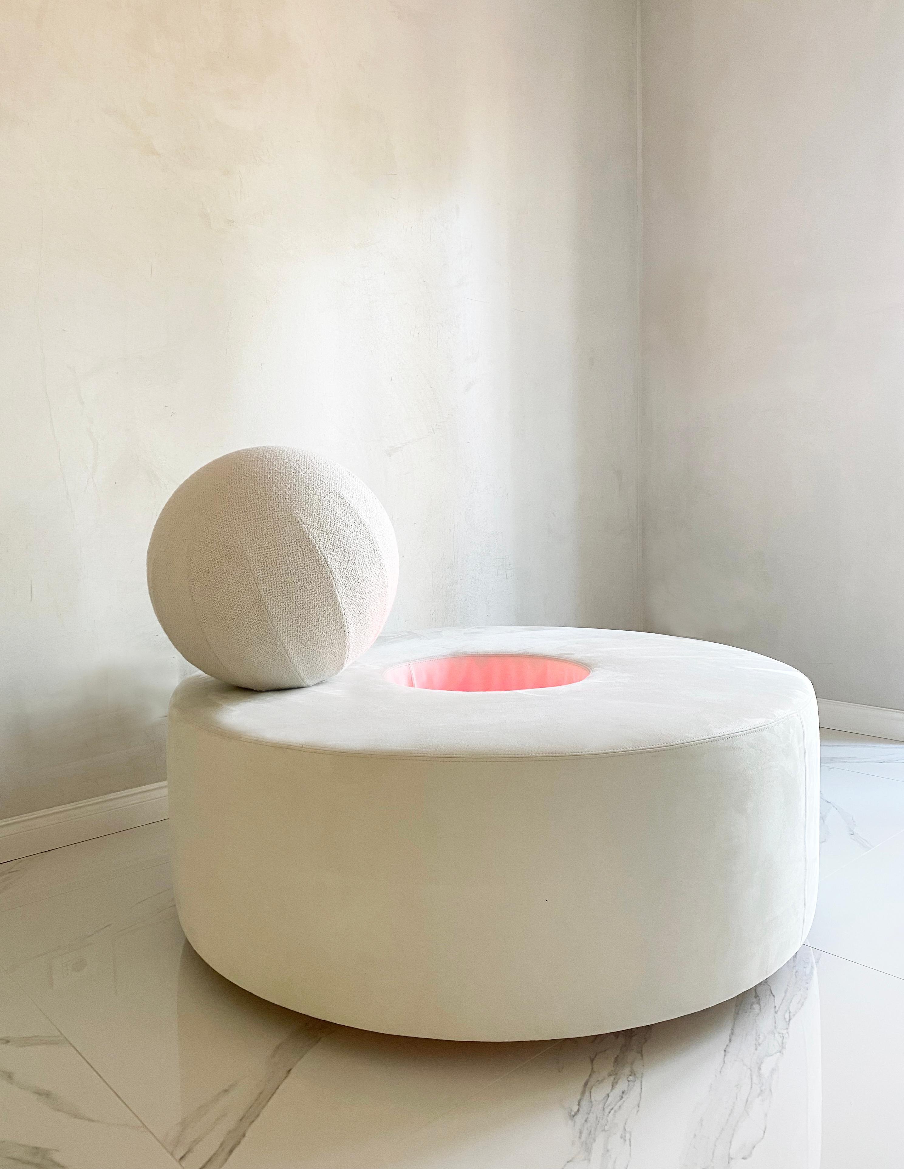 Saturno Pouf by Stefania Loschi
Dimensions: D x W x H cm
Materials: 
Also available: customizable sofa cover upon request.

SATURNO is an indoor and outdoor lounge sitting solution. The sphere is the seat backrest and also a seat itself. Design