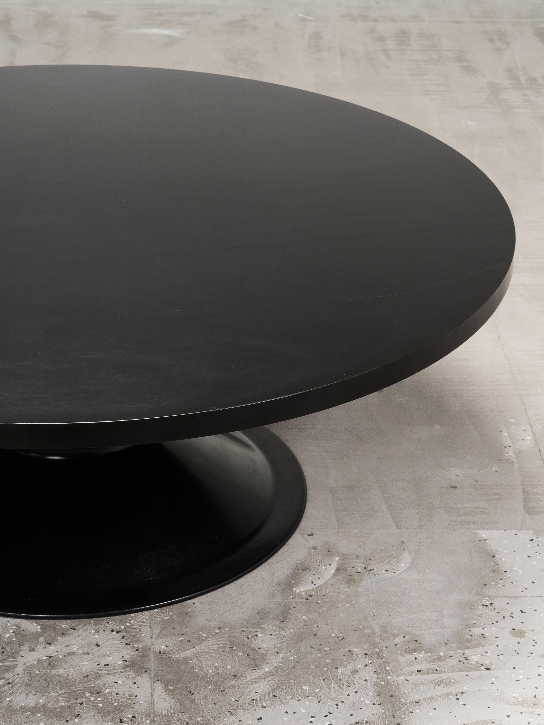 Late 20th Century ‘Saturnus’ Black Round Coffee Table by Yrjö Kukkapuro for Haimi, Finland, 1970s For Sale