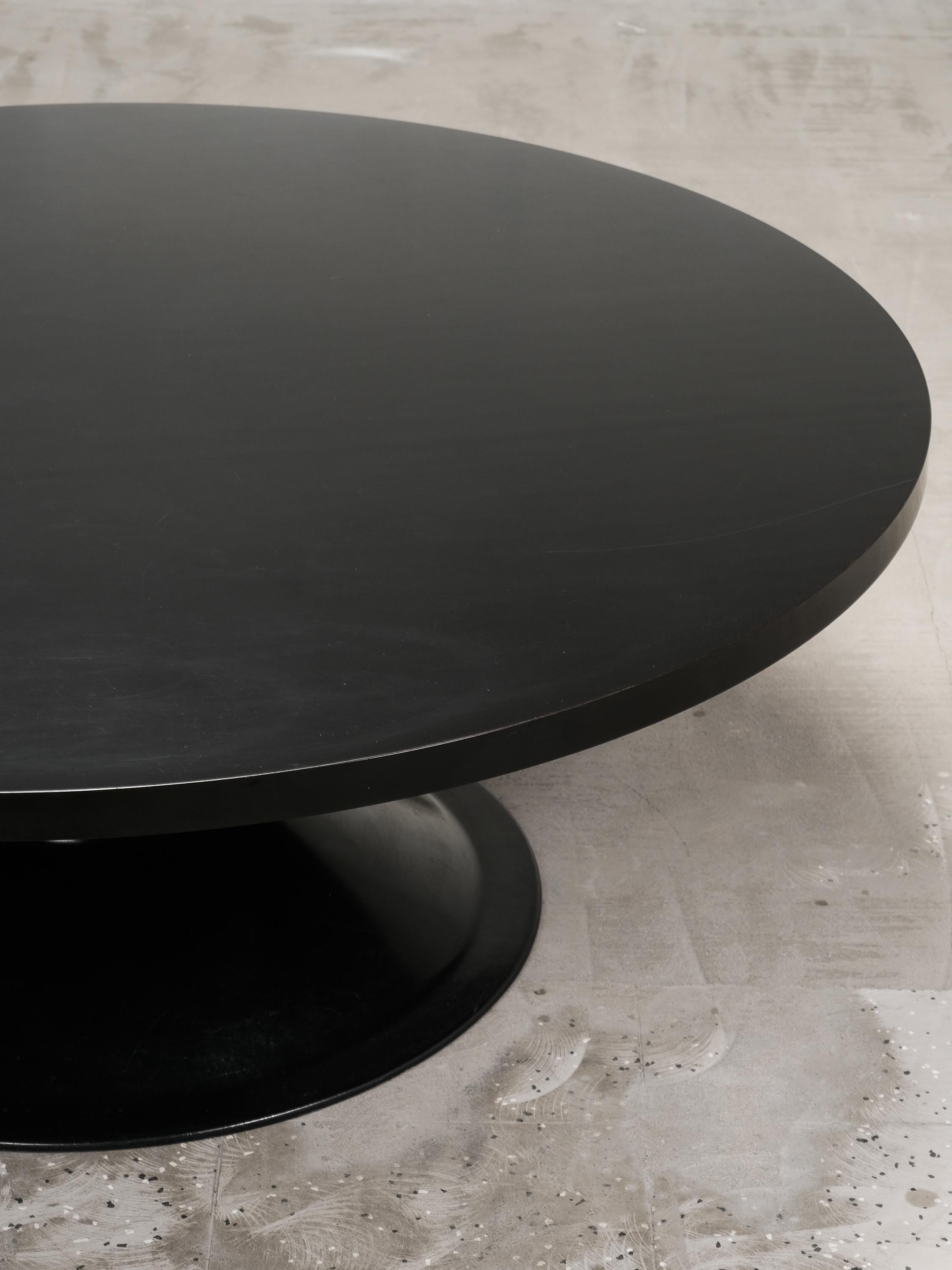 ‘Saturnus’ Black Round Coffee Table by Yrjö Kukkapuro for Haimi, Finland, 1970s For Sale 1
