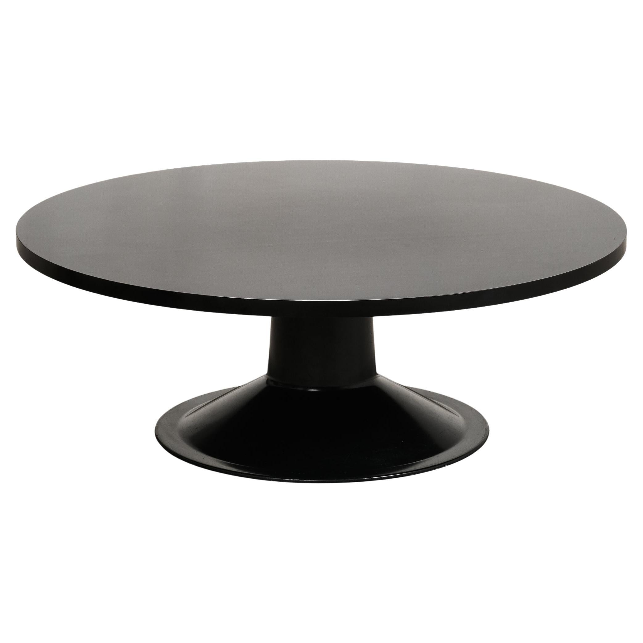 ‘Saturnus’ Black Round Coffee Table by Yrjö Kukkapuro for Haimi, Finland, 1970s