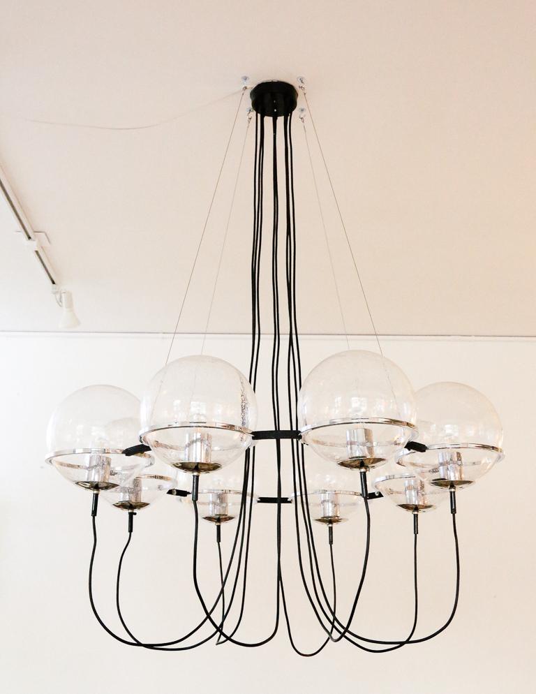 Saturnus Glass Globe Chandelier by RAAK of Holland In Excellent Condition In Brooklyn, NY