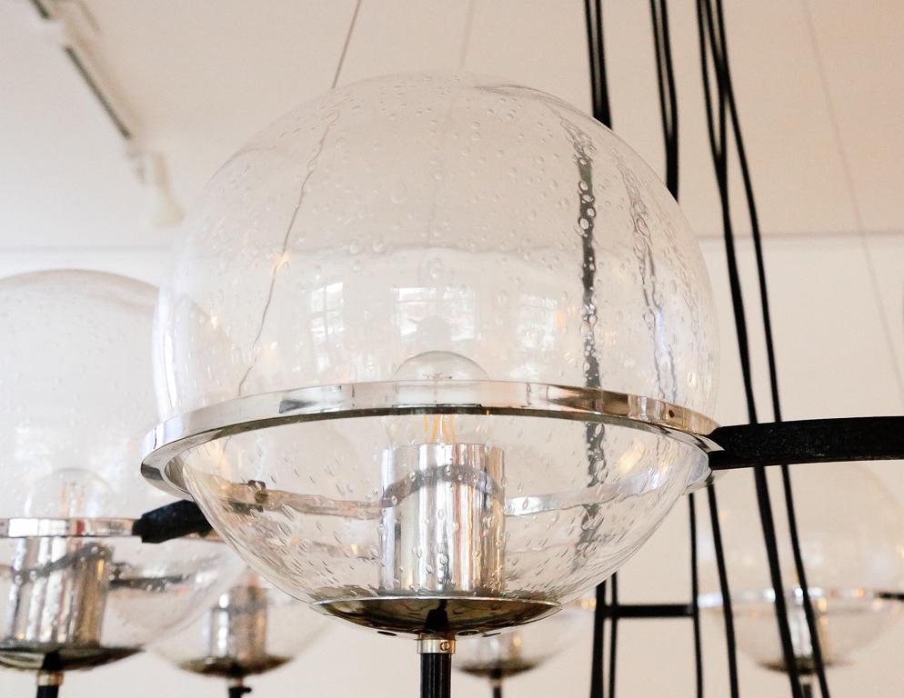 Steel Saturnus Glass Globe Chandelier by RAAK of Holland