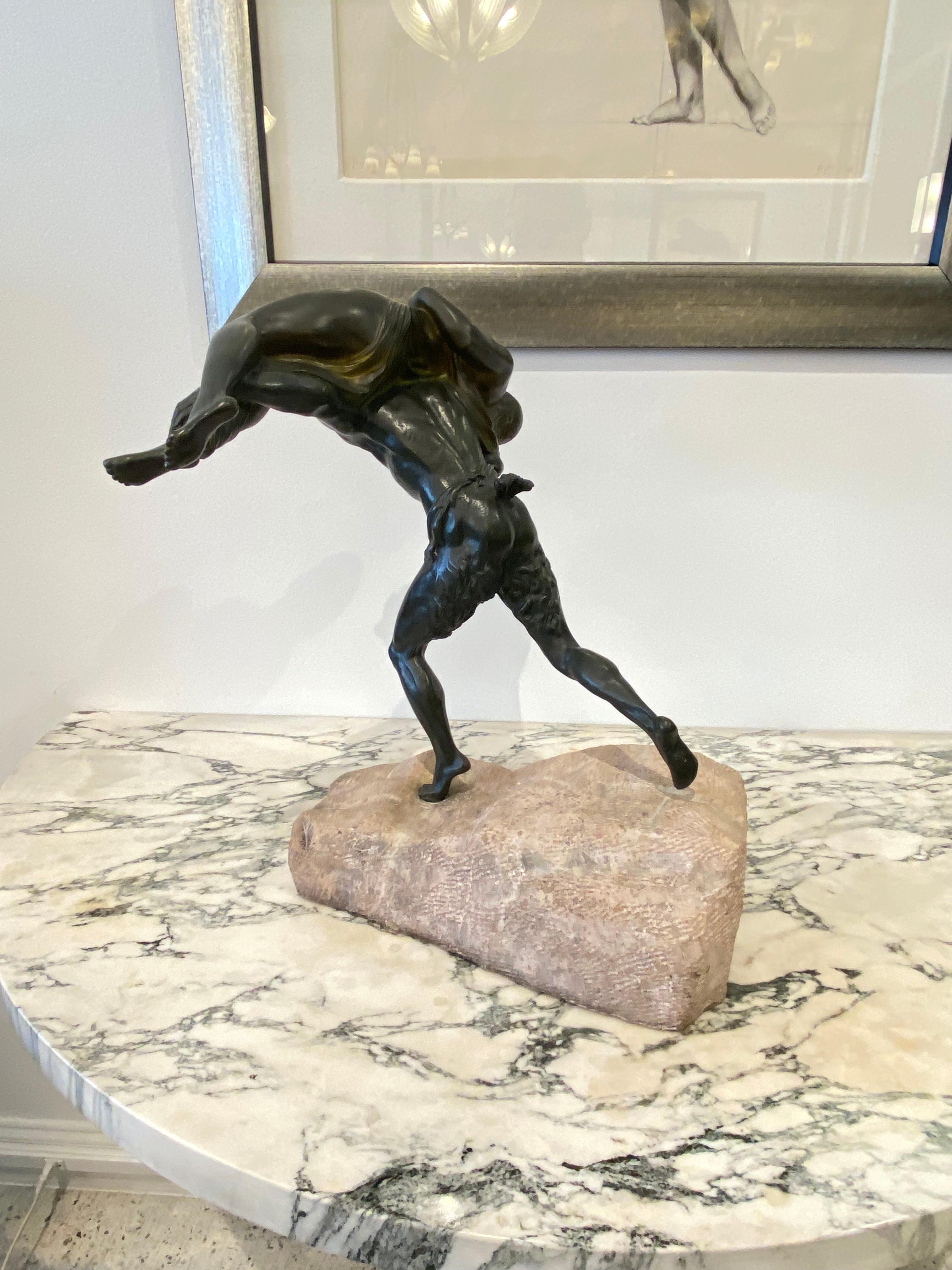 French Art Deco Satyr Abducting a Nymph Sculpture by Marcel Bouraine For Sale