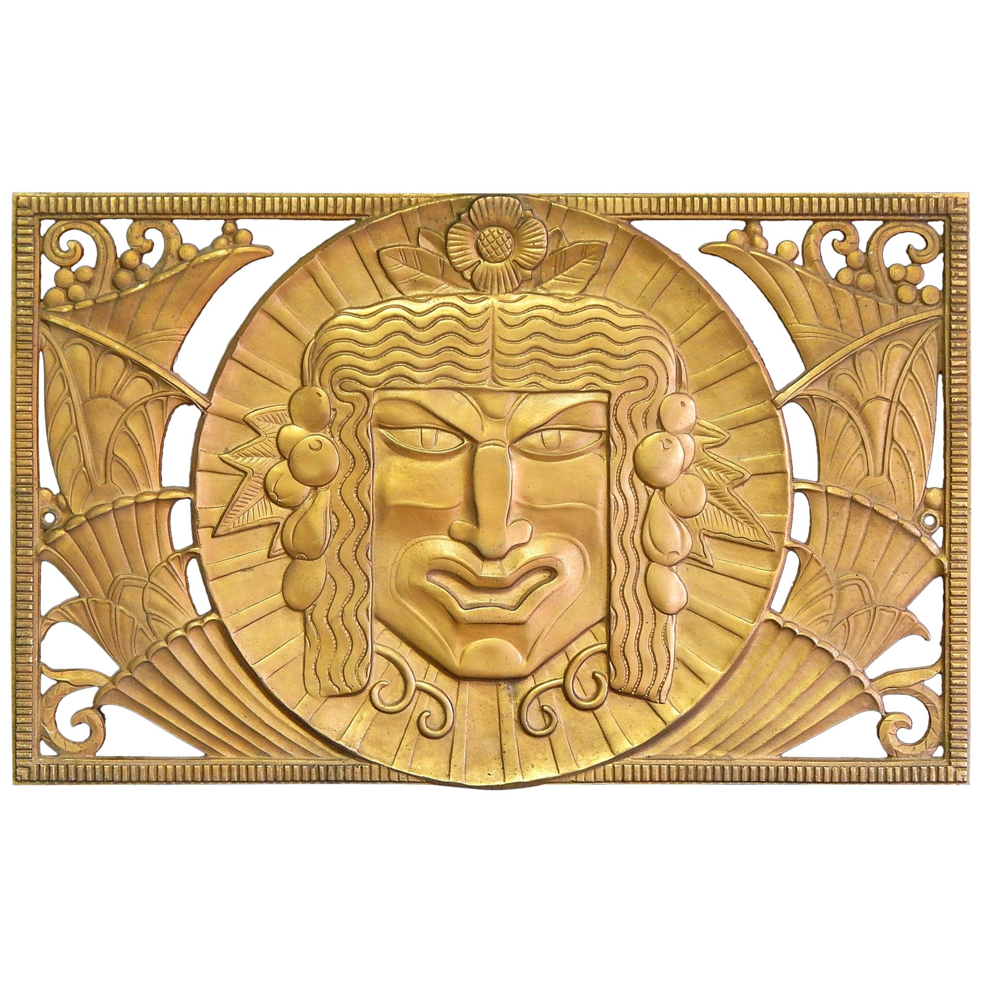 Satyr and Bacchus, Extraordinary, High Style Art Deco Bronze Sculptural Grills