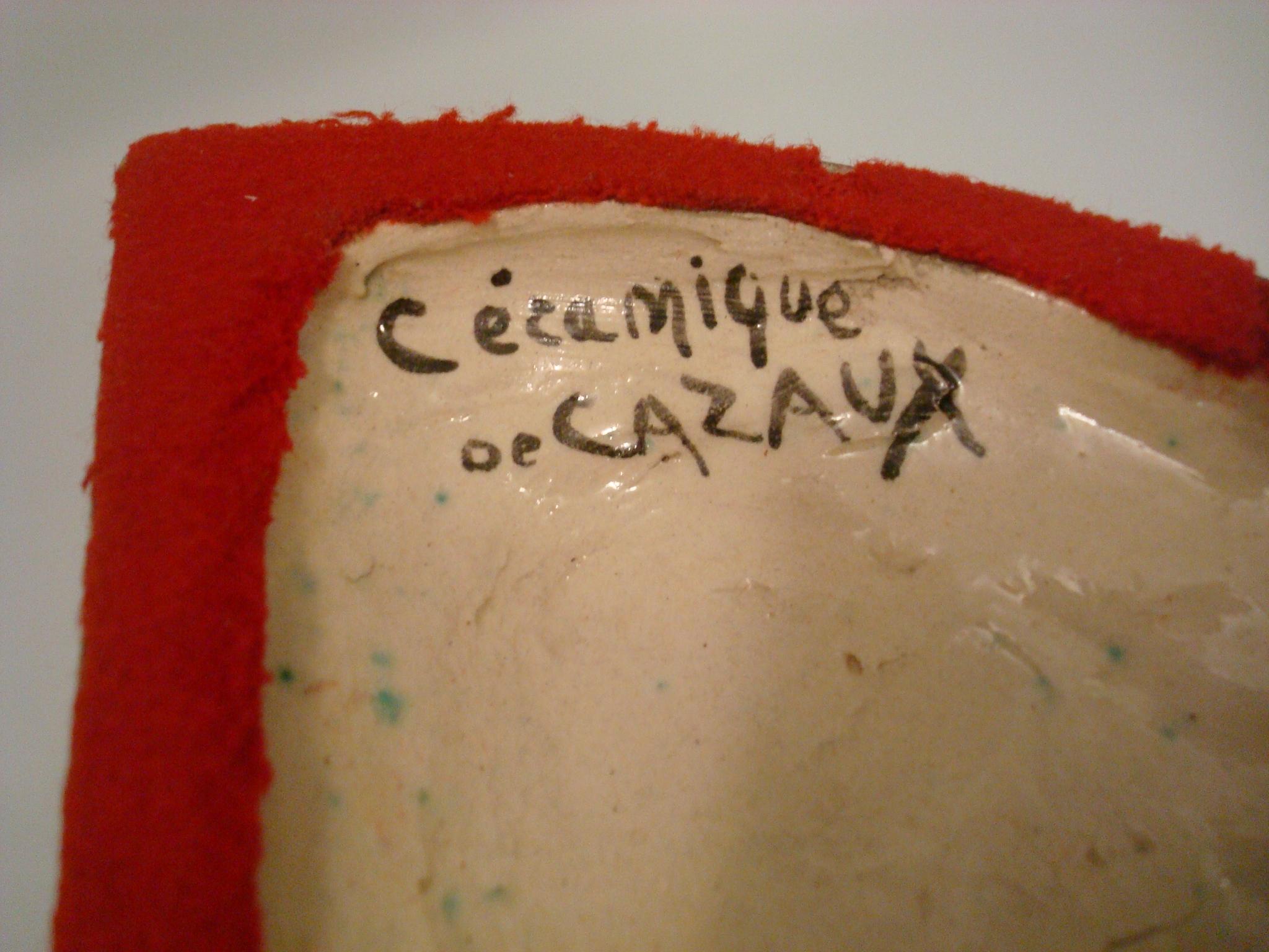 Satyr und nackte Frauenglasierte Keramikskulptur, Figur von Le Faguays & E. Cazaux im Angebot 1