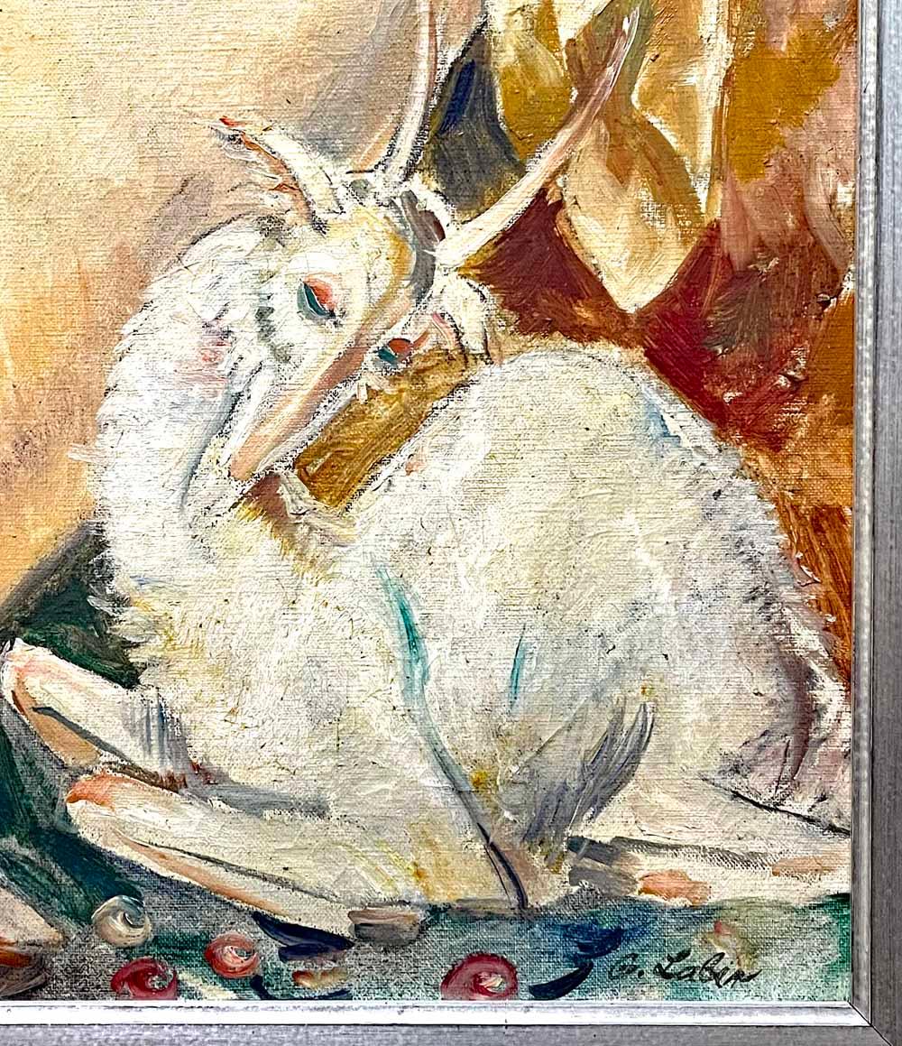 „Satyr und Nymph“, Art-déco-Meisterwerk, Gemälde mit Aktdarstellungen im Paradies, 1932 (Gemalt) im Angebot