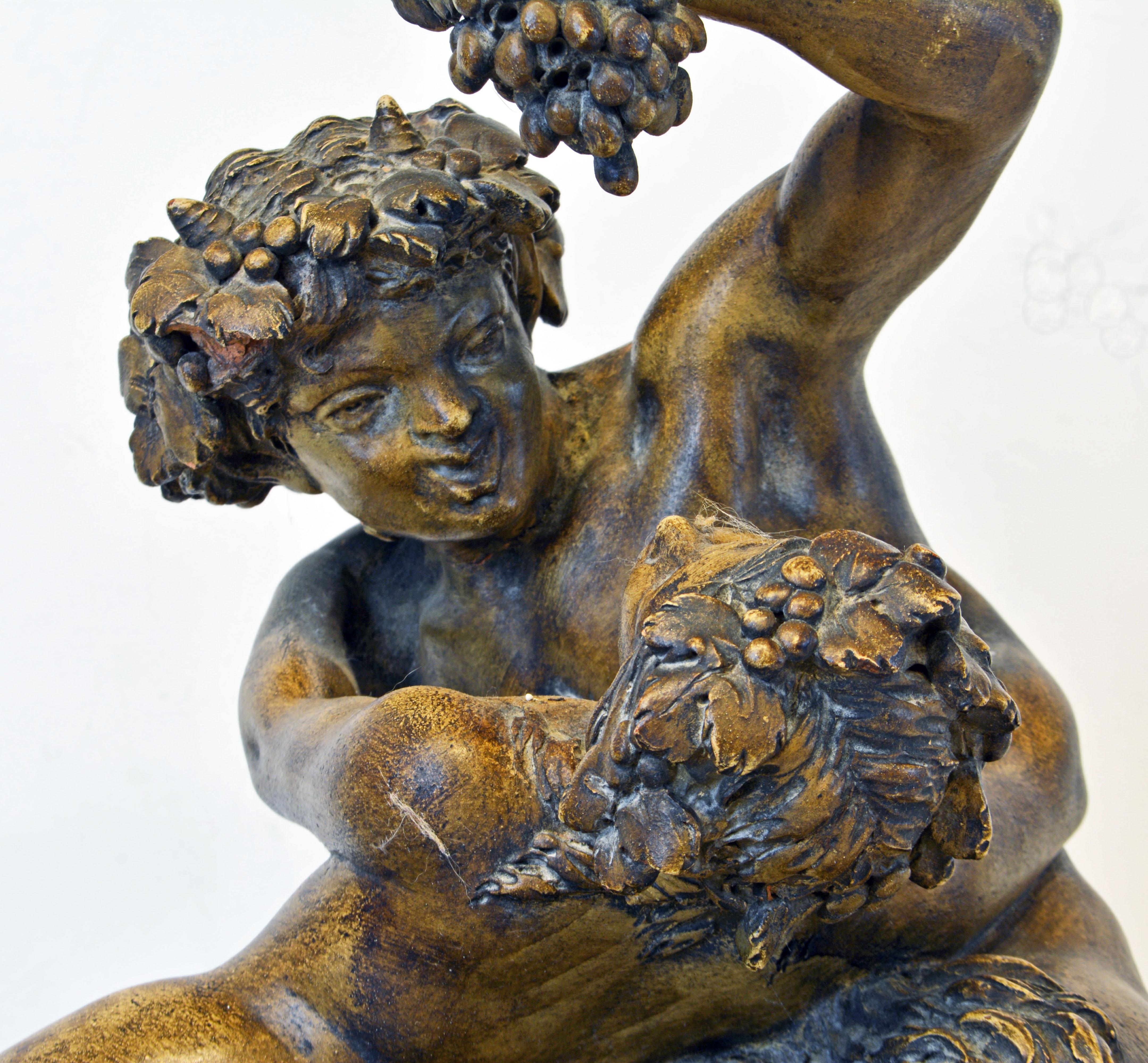 'Satyr and Nymph' French Terracotta Group after Claude Clodion, 19th Century 1