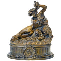 'Satyr and Nymph' French Terracotta Group after Claude Clodion, 19th Century