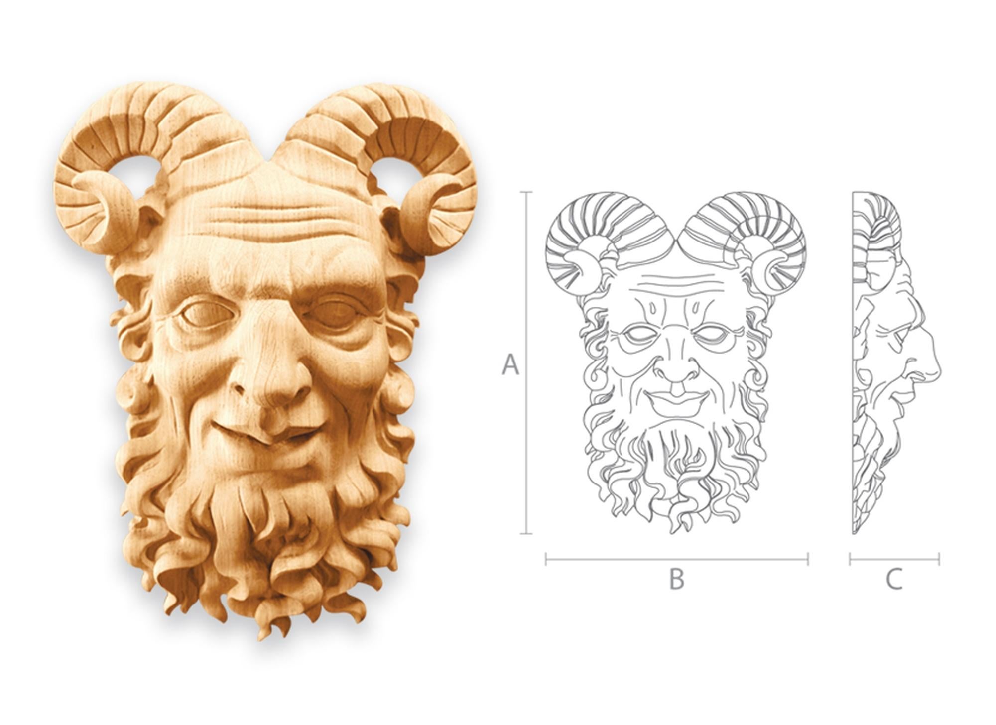 Satyr Antique Mask 'Wood Rosette' Hand Carving Craft Wall Art from Oak or Beech In New Condition For Sale In St Petersburg, St Petersburg