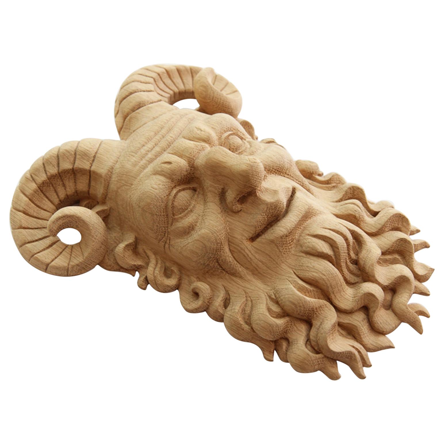 Satyr Antique Mask 'Wood Rosette' Hand Carving Craft Wall Art from Oak or Beech For Sale