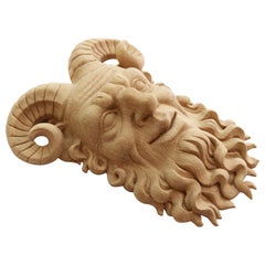 Satyr Antique Mask 'Wood Rosette' Hand Carving Craft Wall Art from Oak or Beech