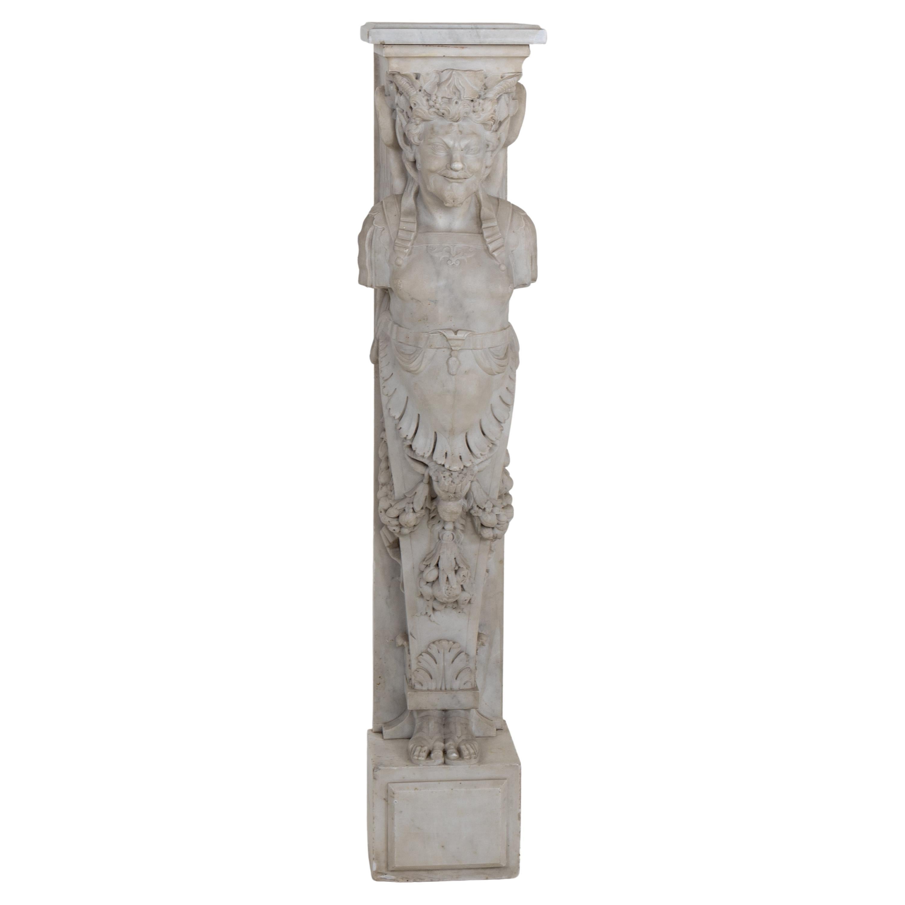 Satyr as a Mantel Piece Pilaster, Italy 19th Century For Sale