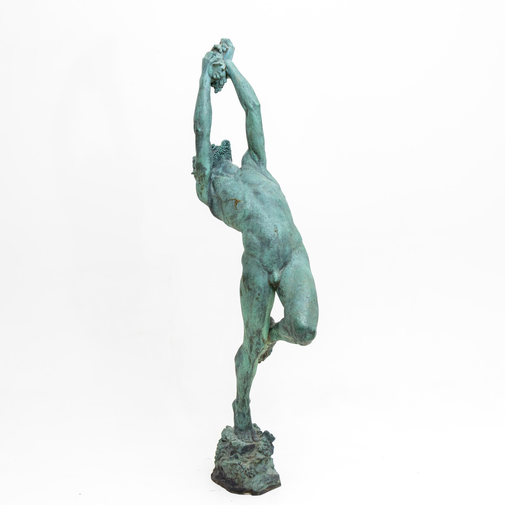 Satyr as Bacchant, Copper Sculpture, dated 1928 In Good Condition For Sale In Greding, DE
