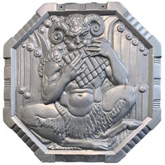 "Satyr Playing Pipes, " Rare Art Deco Sculptural Panel by Chambellan for Alcoa