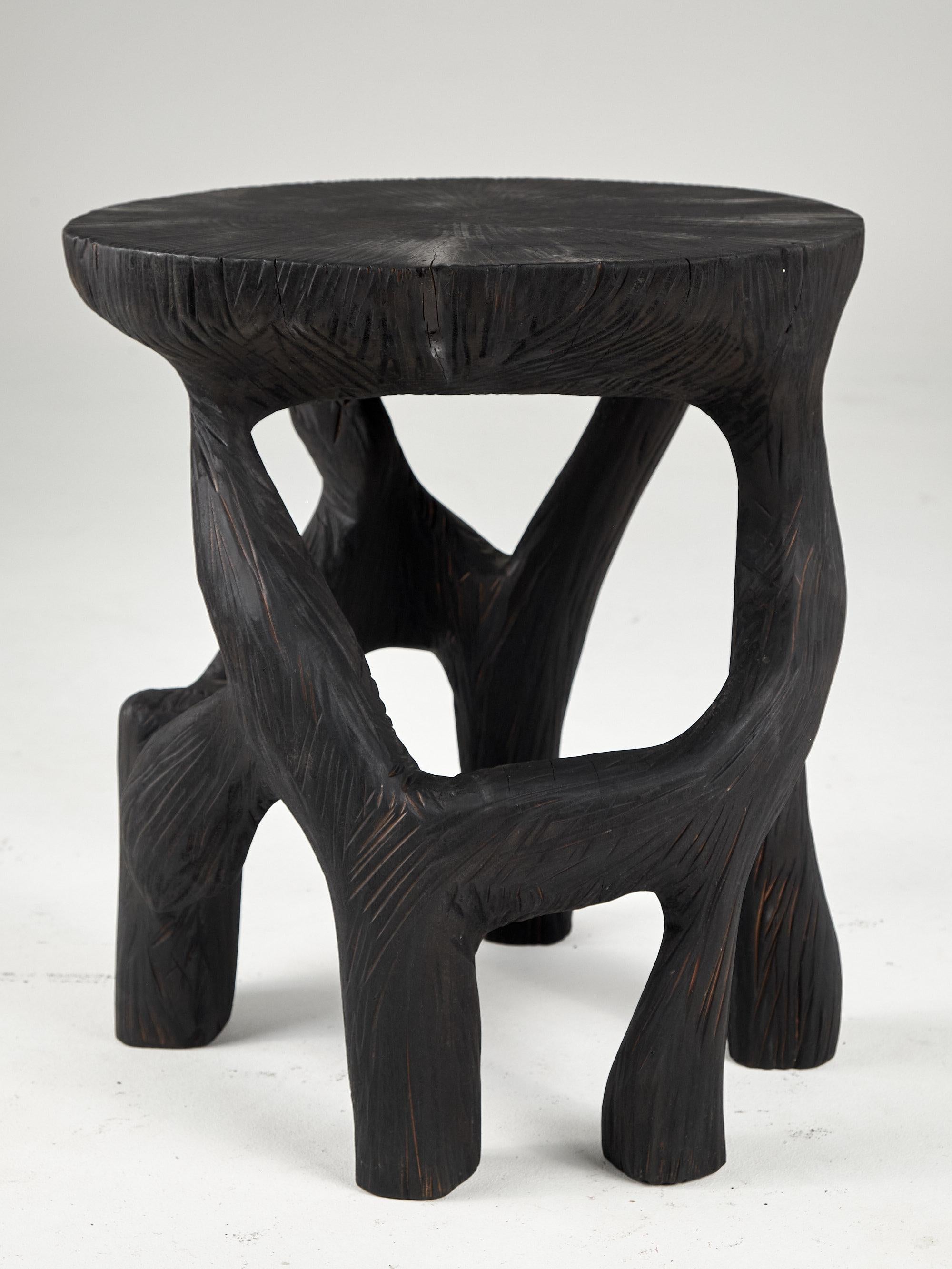Satyrs, Solid Wood Sculptural Side, Table Original Contemporary Design 4