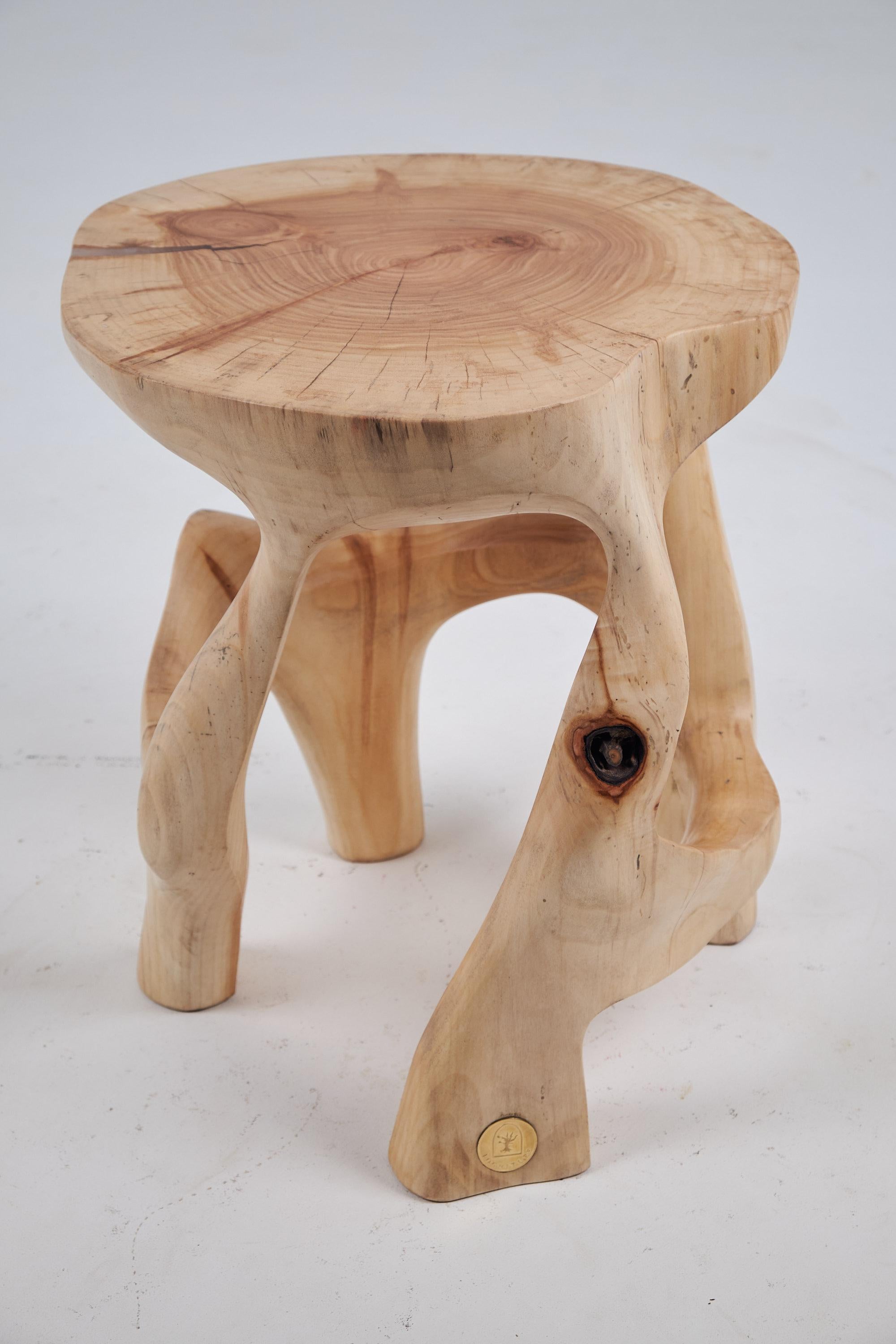 Satyrs, Solid Wood Sculptural Side, Table Original Contemporary Design, Lognitur 4