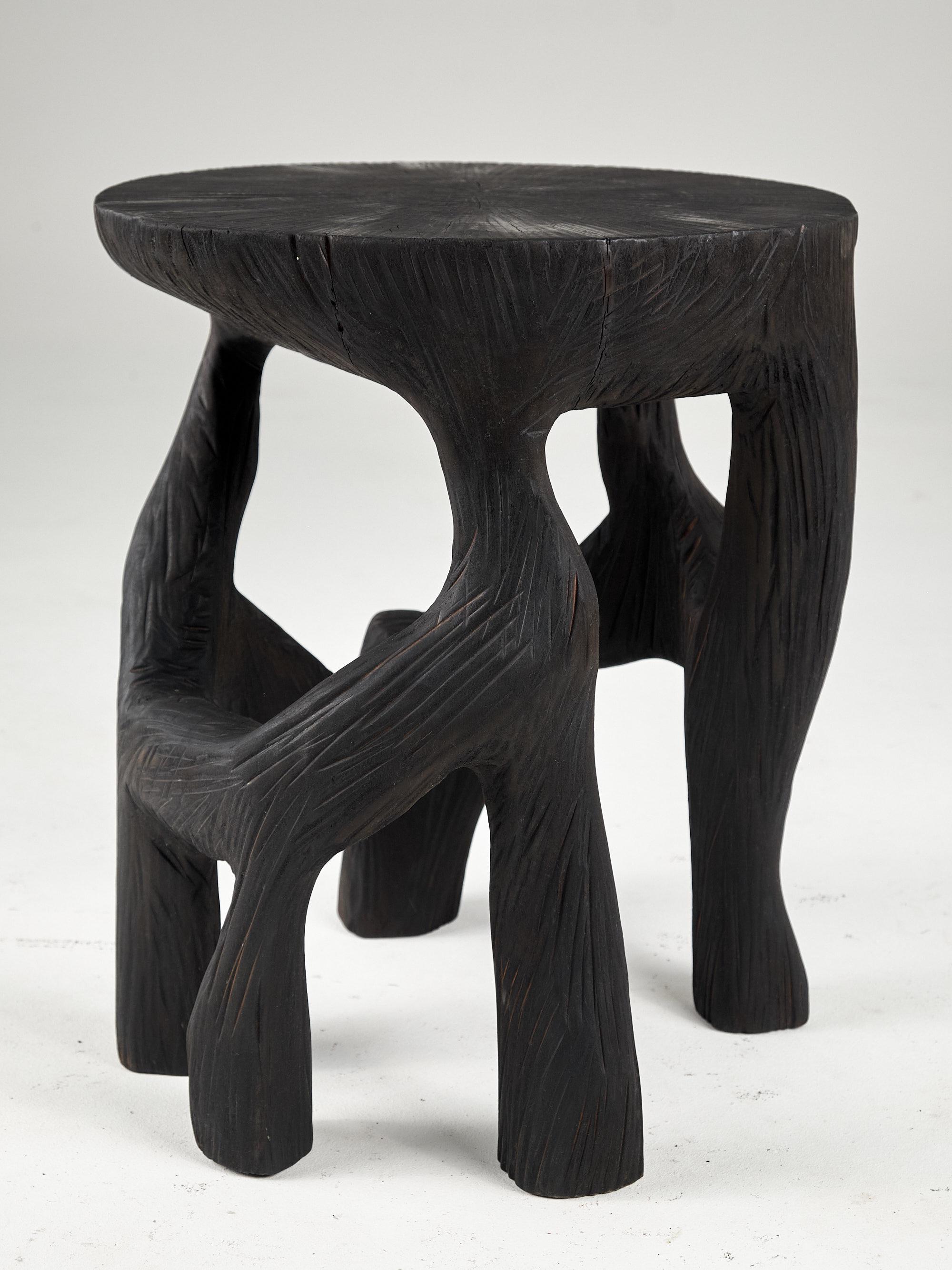 Satyrs, Solid Wood Sculptural Side, Table Original Contemporary Design For Sale 5