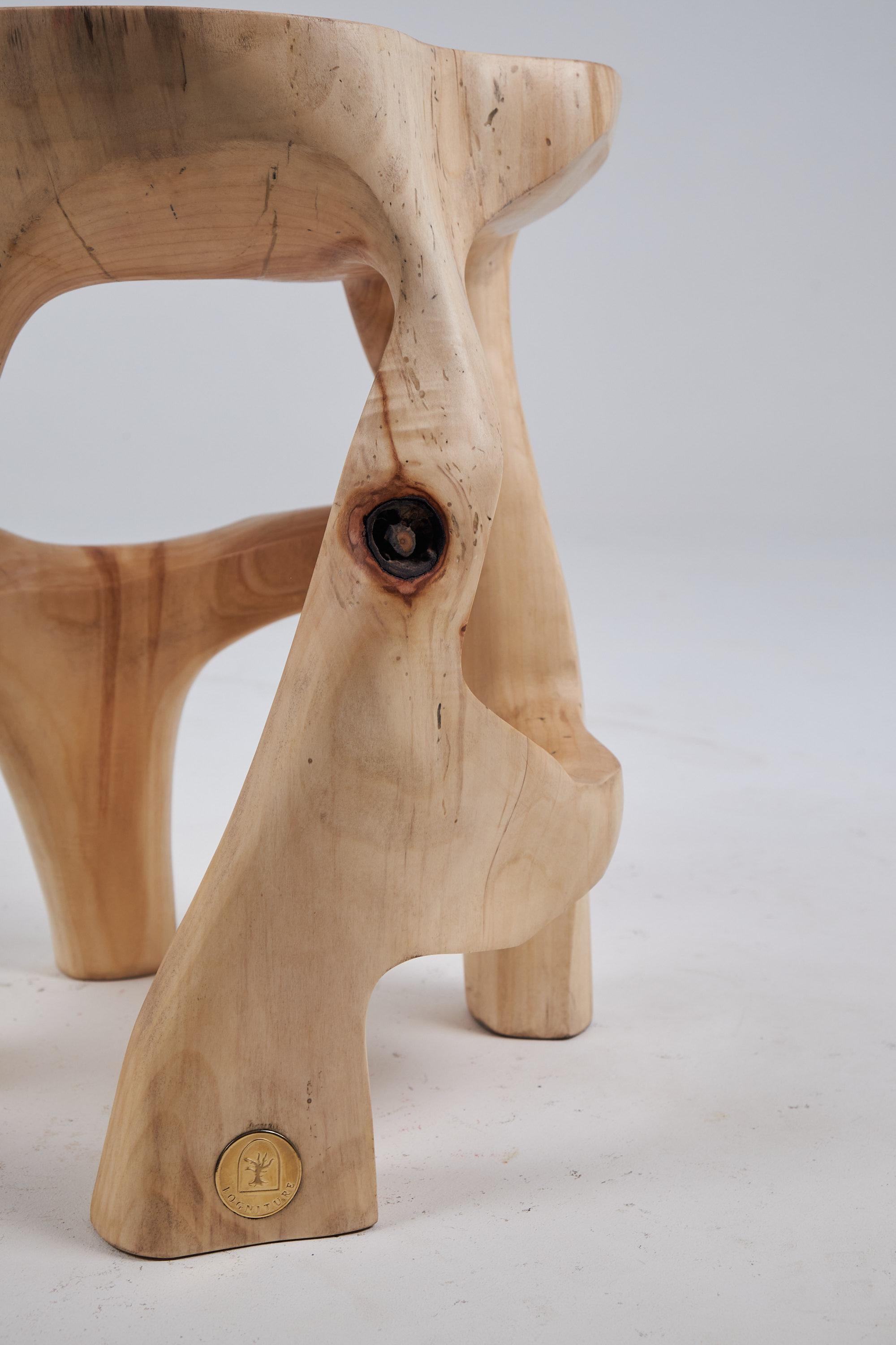 Satyrs, Solid Wood Sculptural Side, Table Original Contemporary Design, Lognitur 5