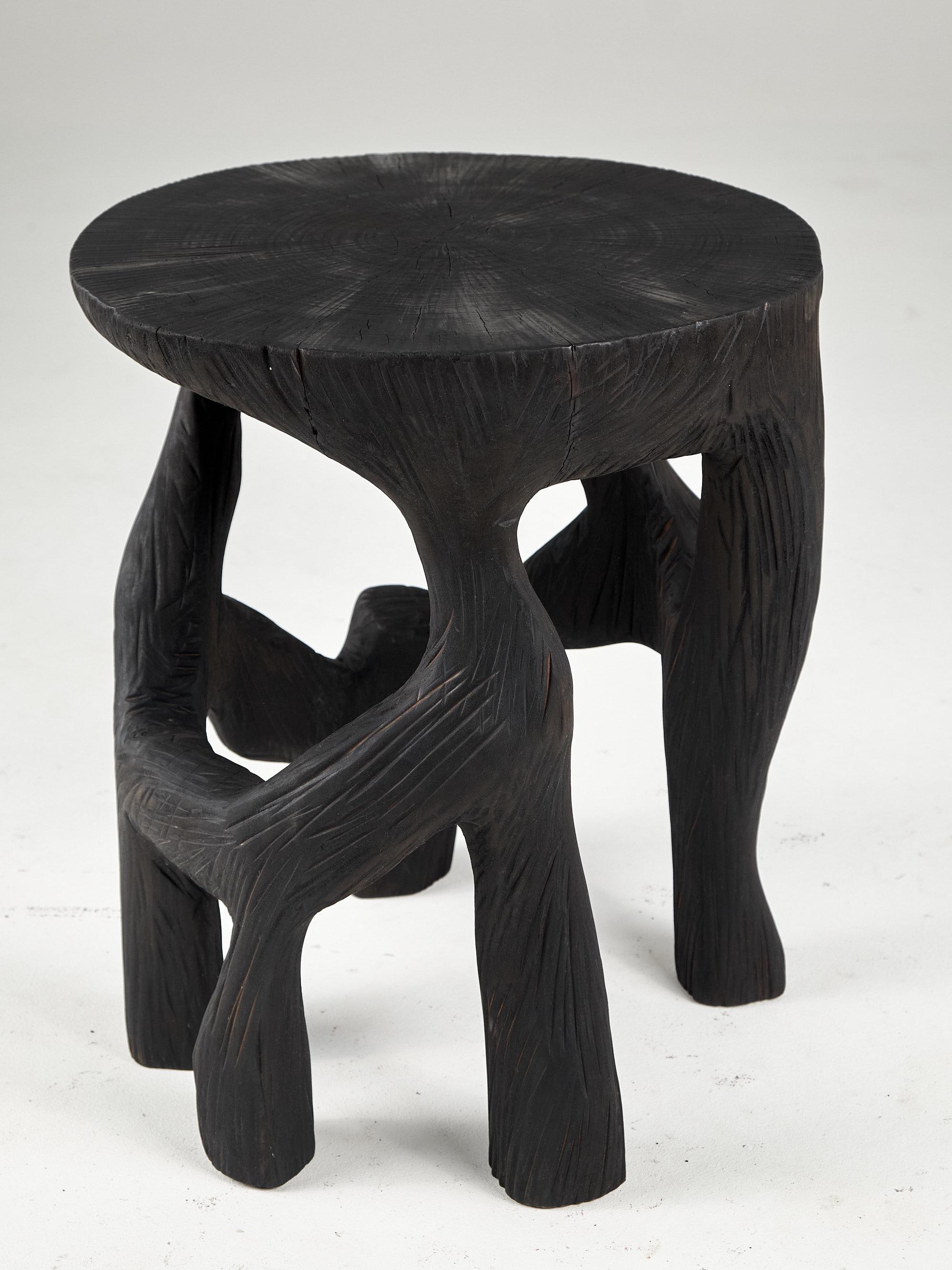 Satyrs, Solid Wood Sculptural Side, Table Original Contemporary Design 6
