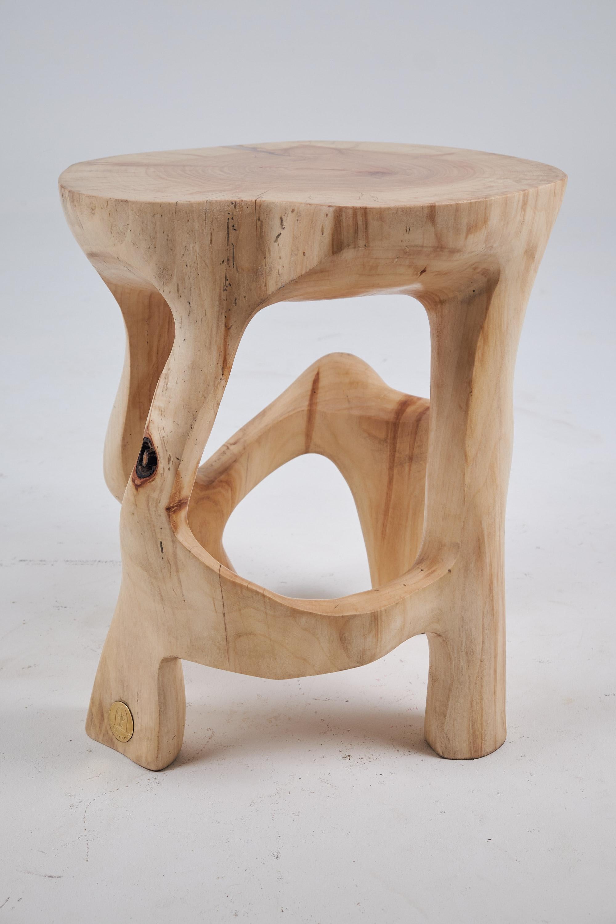 Satyrs, Solid Wood Sculptural Side, Table Original Contemporary Design, Lognitur 6