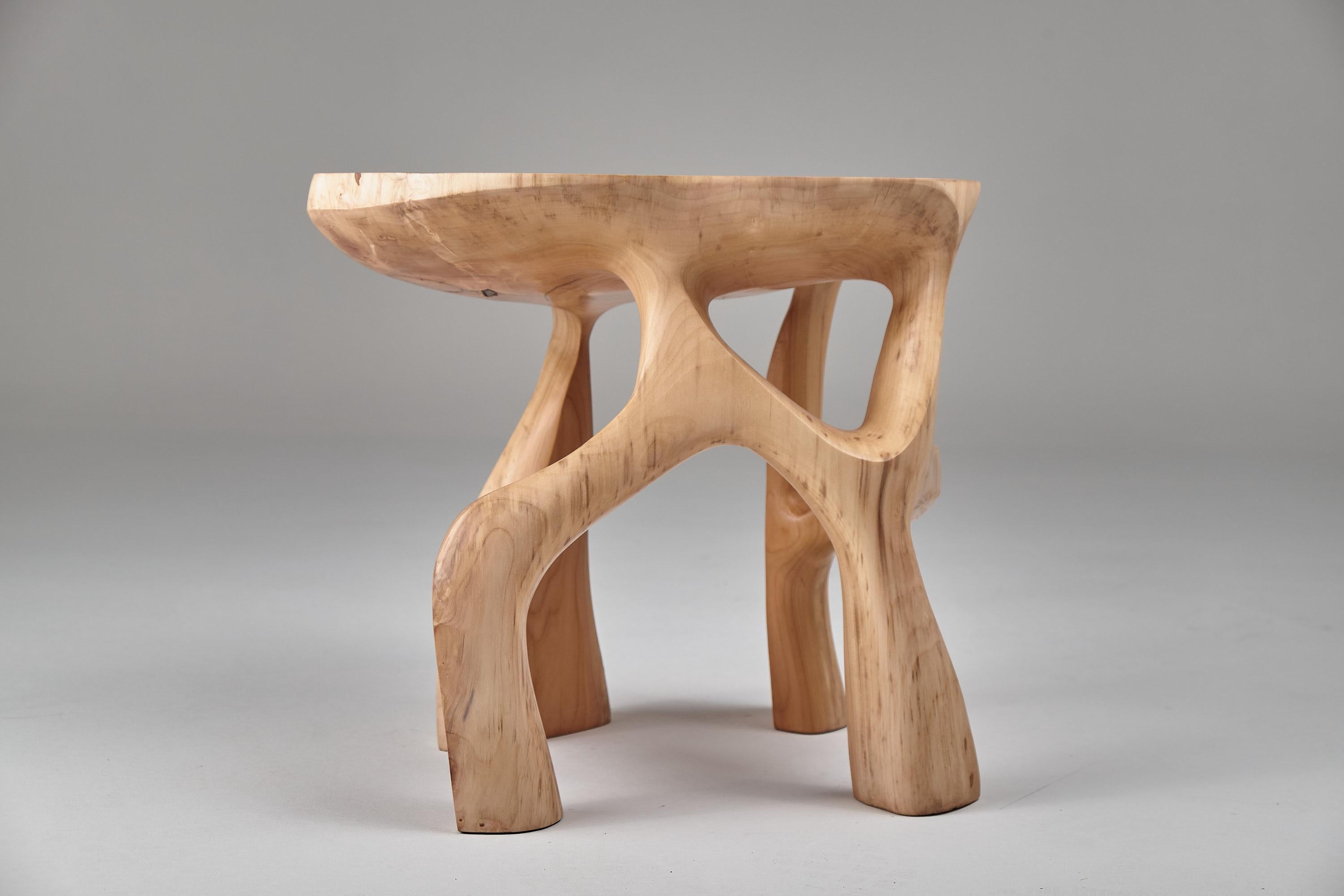 Satyres, table d'appoint sculpturale en bois massif, design contemporain original, Lognitur 5