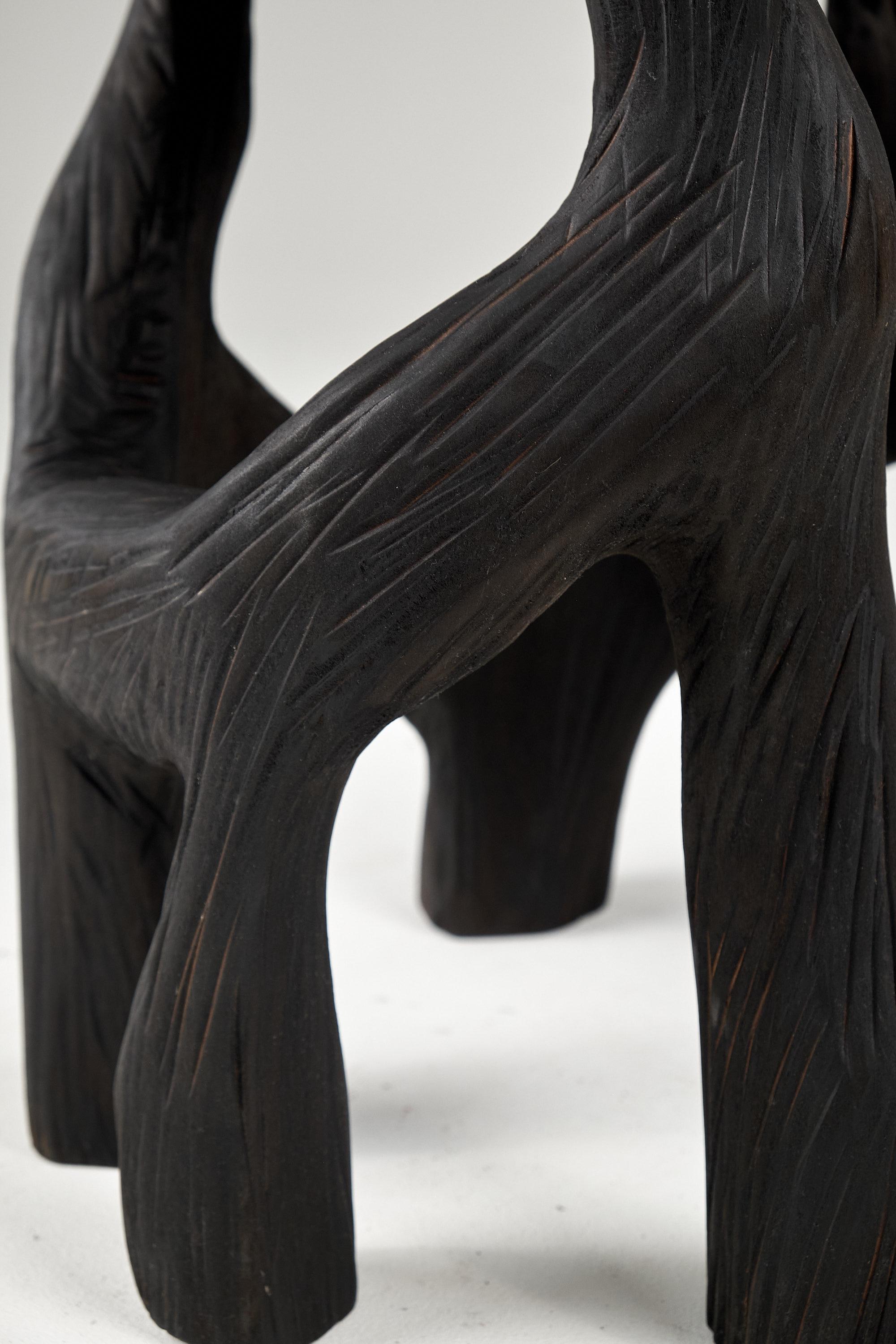 Satyrs, Solid Wood Sculptural Side, Table Original Contemporary Design For Sale 7
