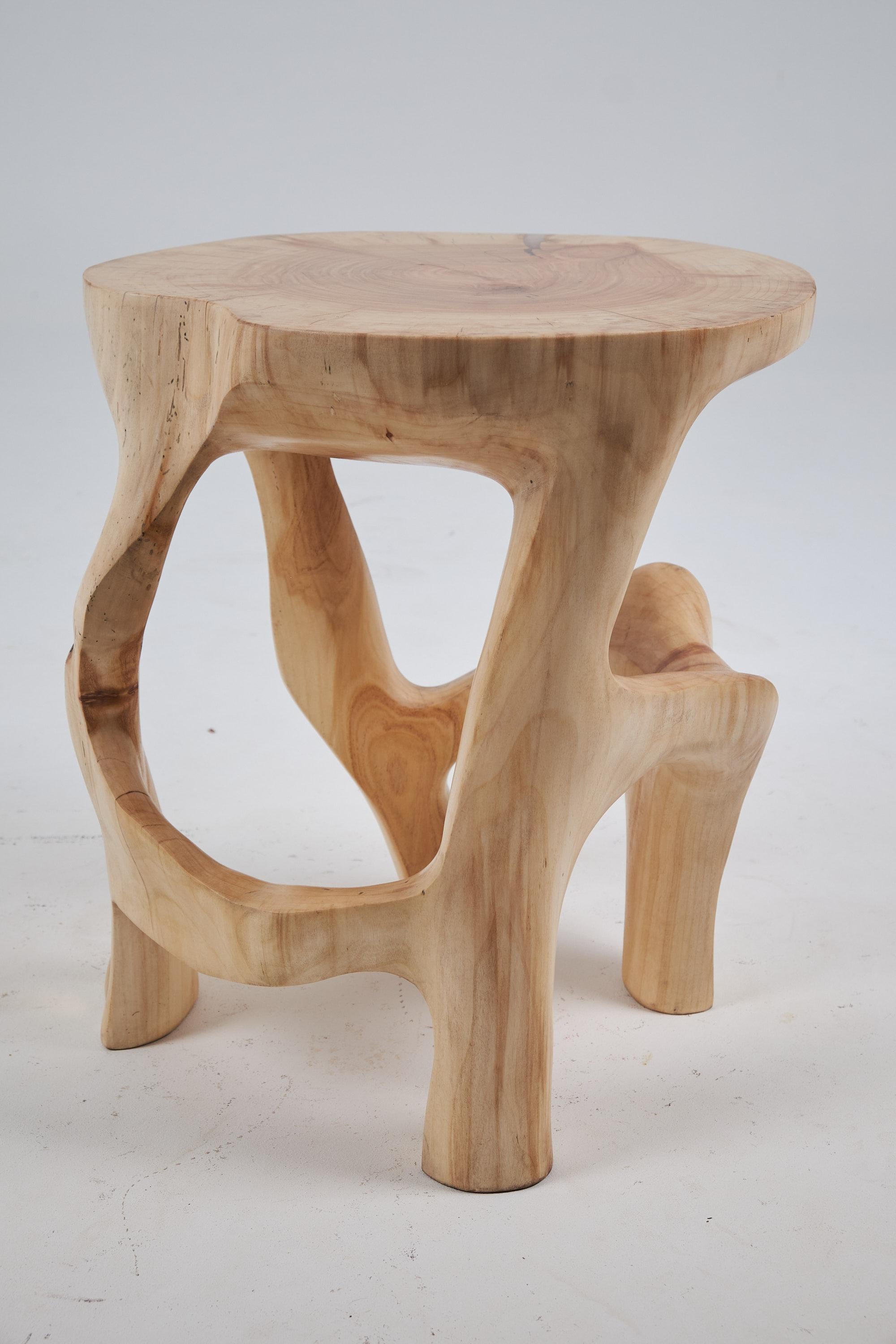 Satyrs, Solid Wood Sculptural Side, Table Original Contemporary Design, Lognitur 8