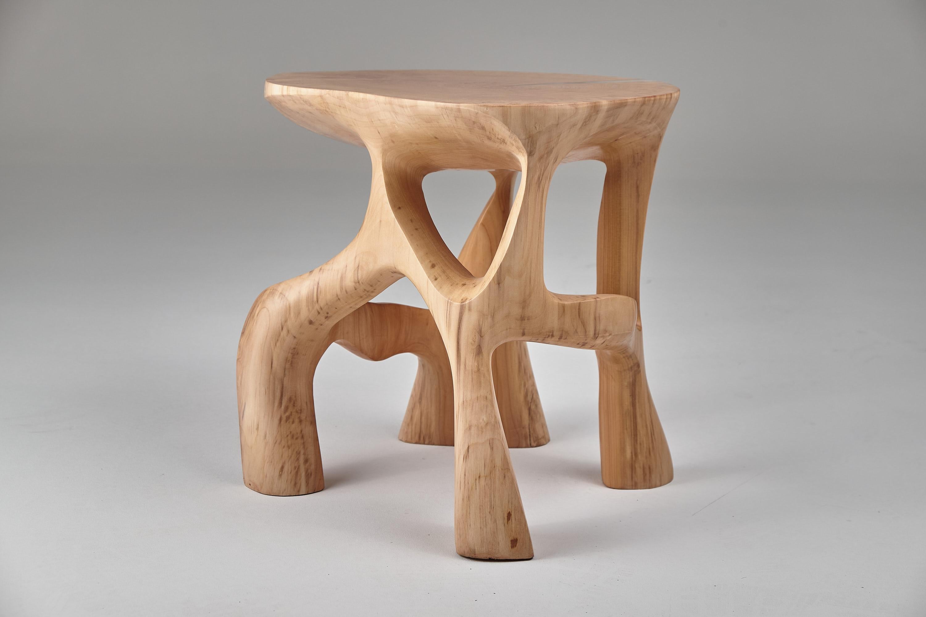 Satyres, table d'appoint sculpturale en bois massif, design contemporain original, Lognitur 7