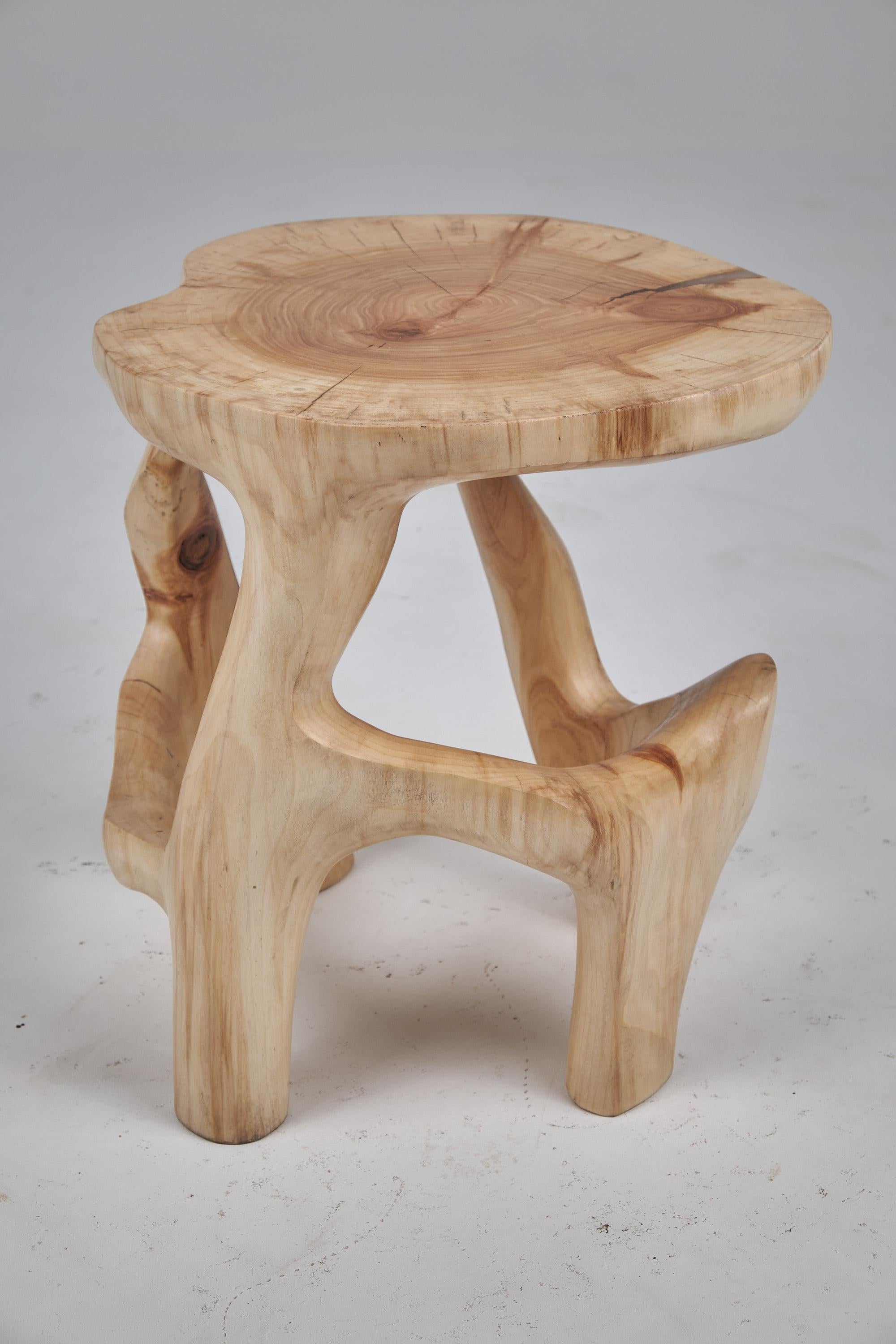 Satyrs, Solid Wood Sculptural Side, Table Original Contemporary Design, Lognitur 9