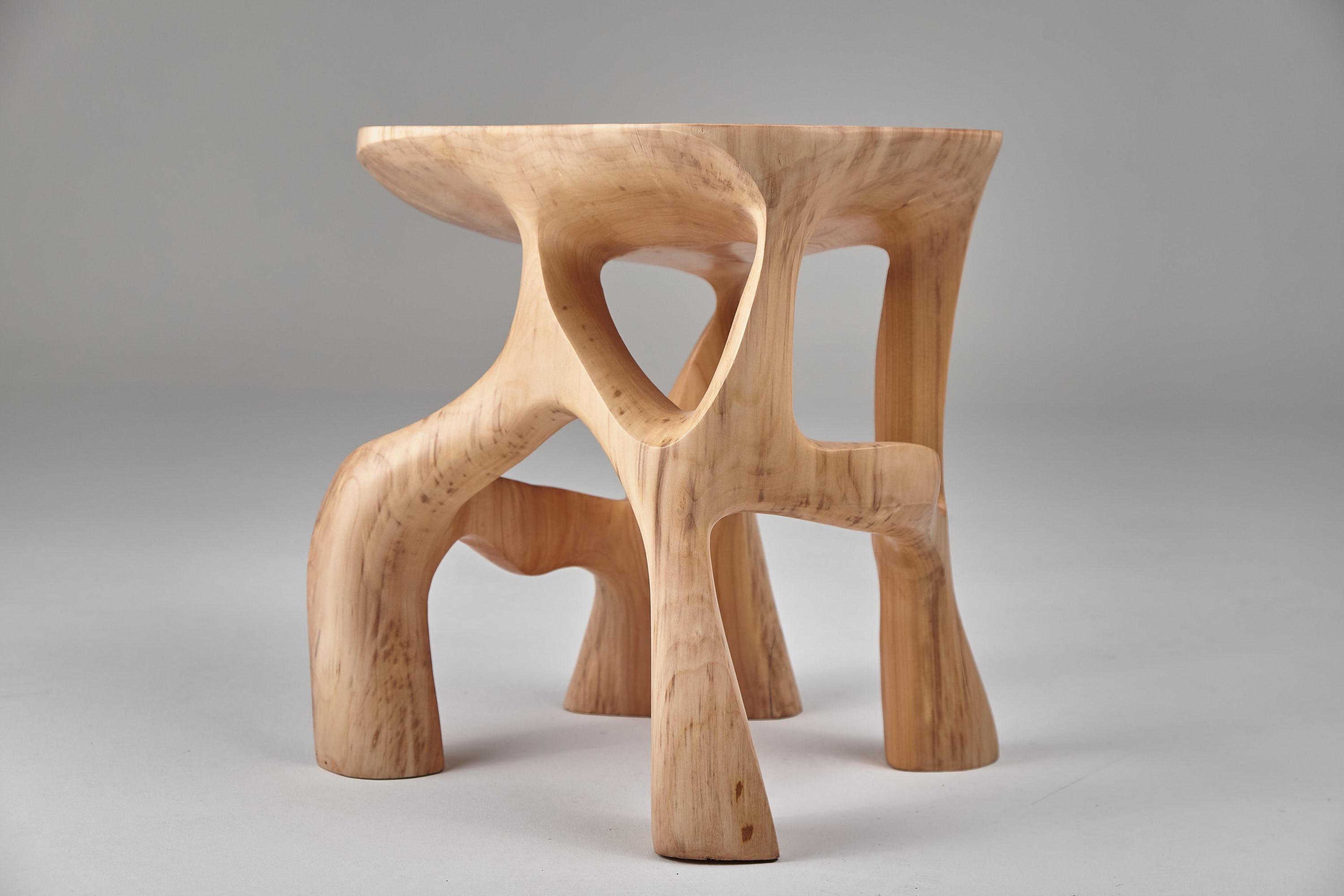Satyres, table d'appoint sculpturale en bois massif, design contemporain original, Lognitur 8