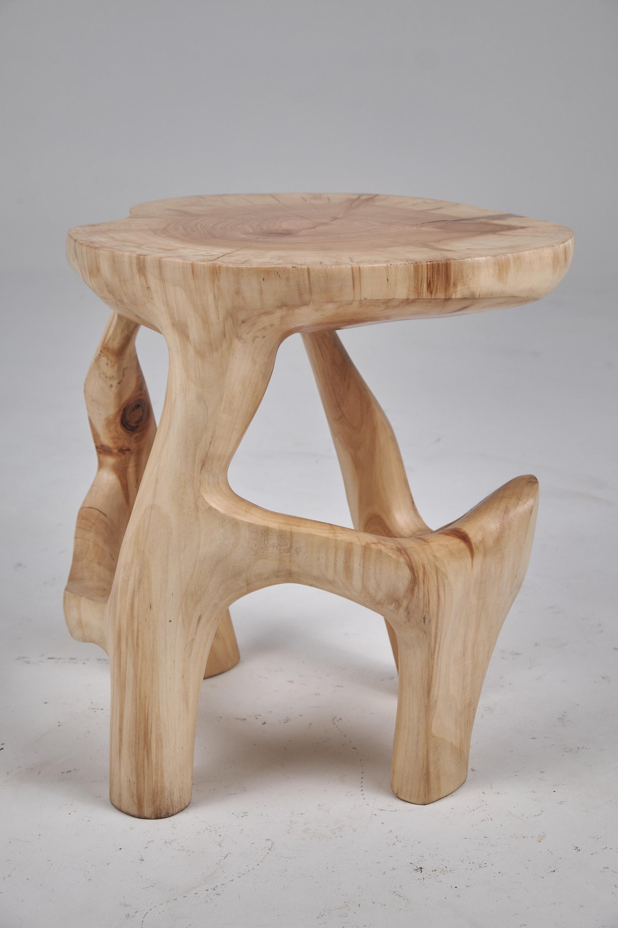 Satyrs, Solid Wood Sculptural Side, Table Original Contemporary Design, Lognitur 10