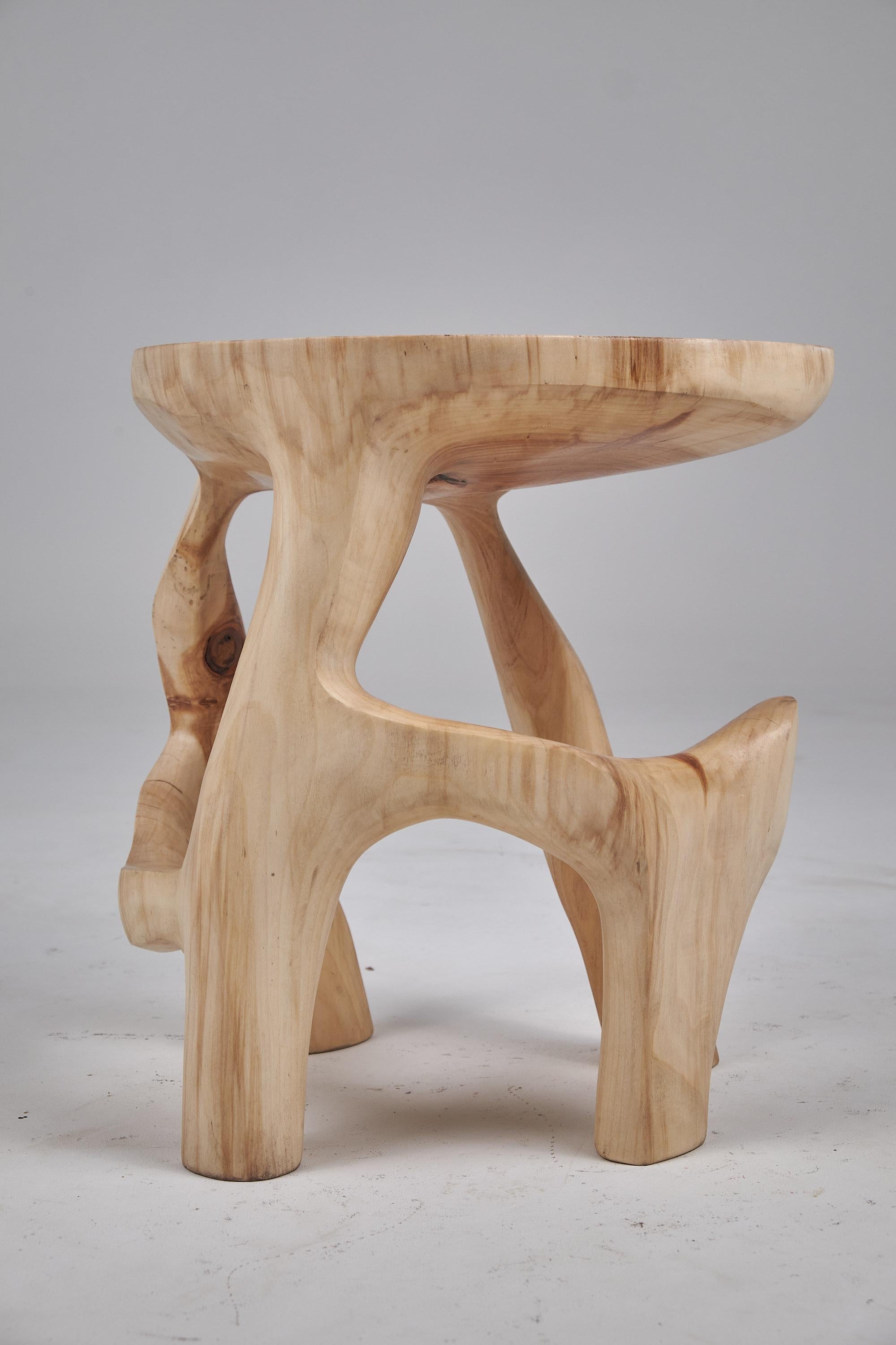 Satyrs, Solid Wood Sculptural Side, Table Original Contemporary Design, Lognitur 11