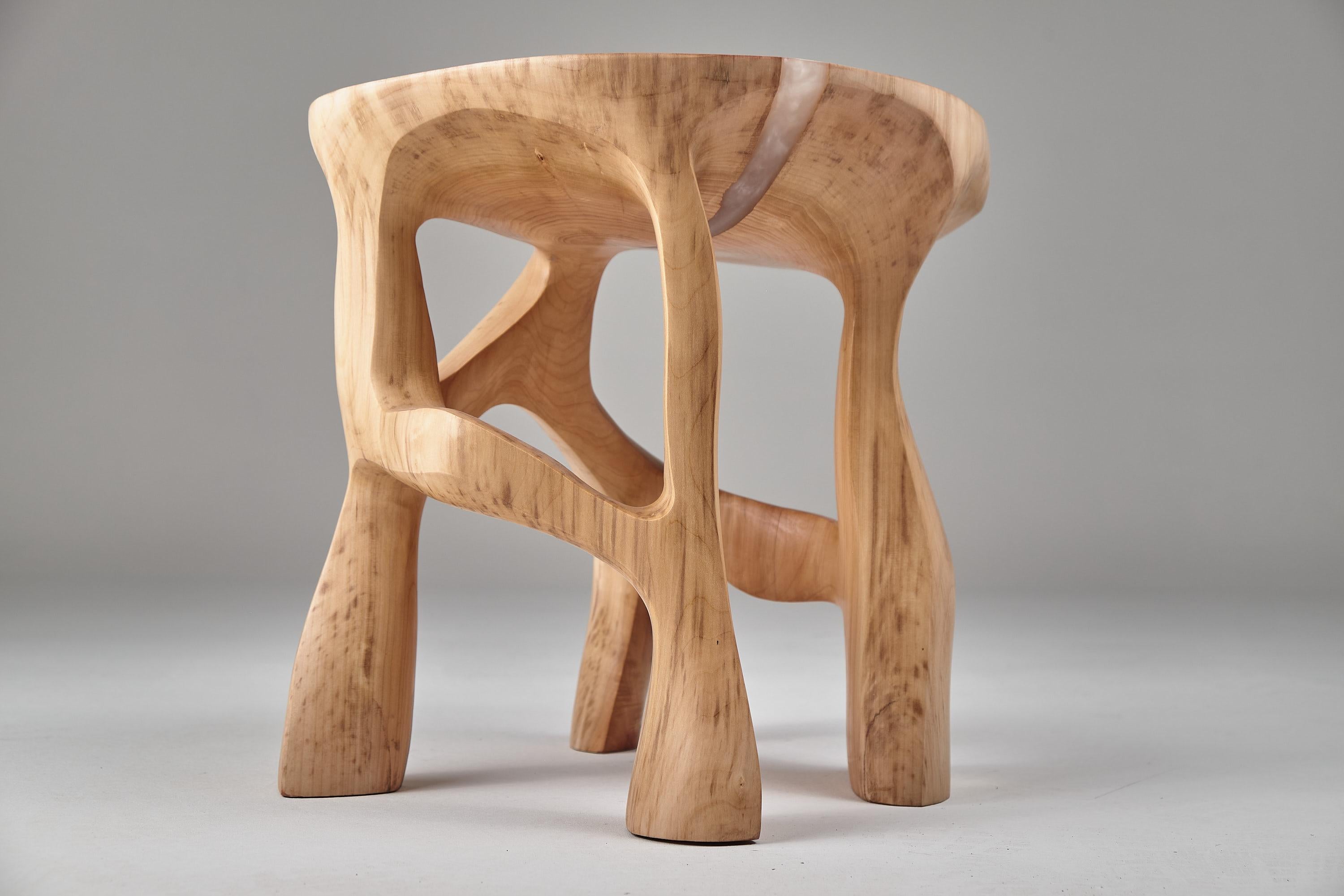 Satyres, table d'appoint sculpturale en bois massif, design contemporain original, Lognitur 12