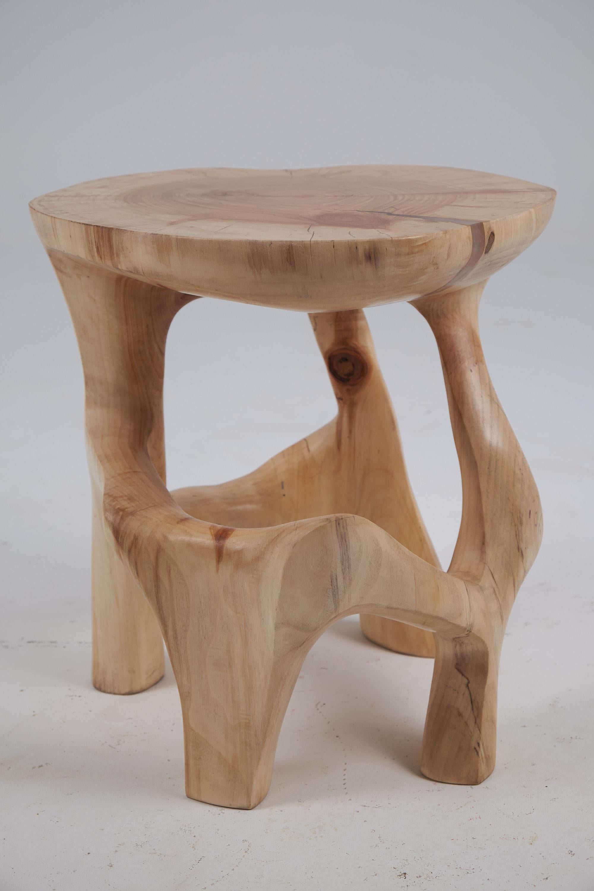 Brutalist Satyrs, Solid Wood Sculptural Side, Table Original Contemporary Design, Lognitur