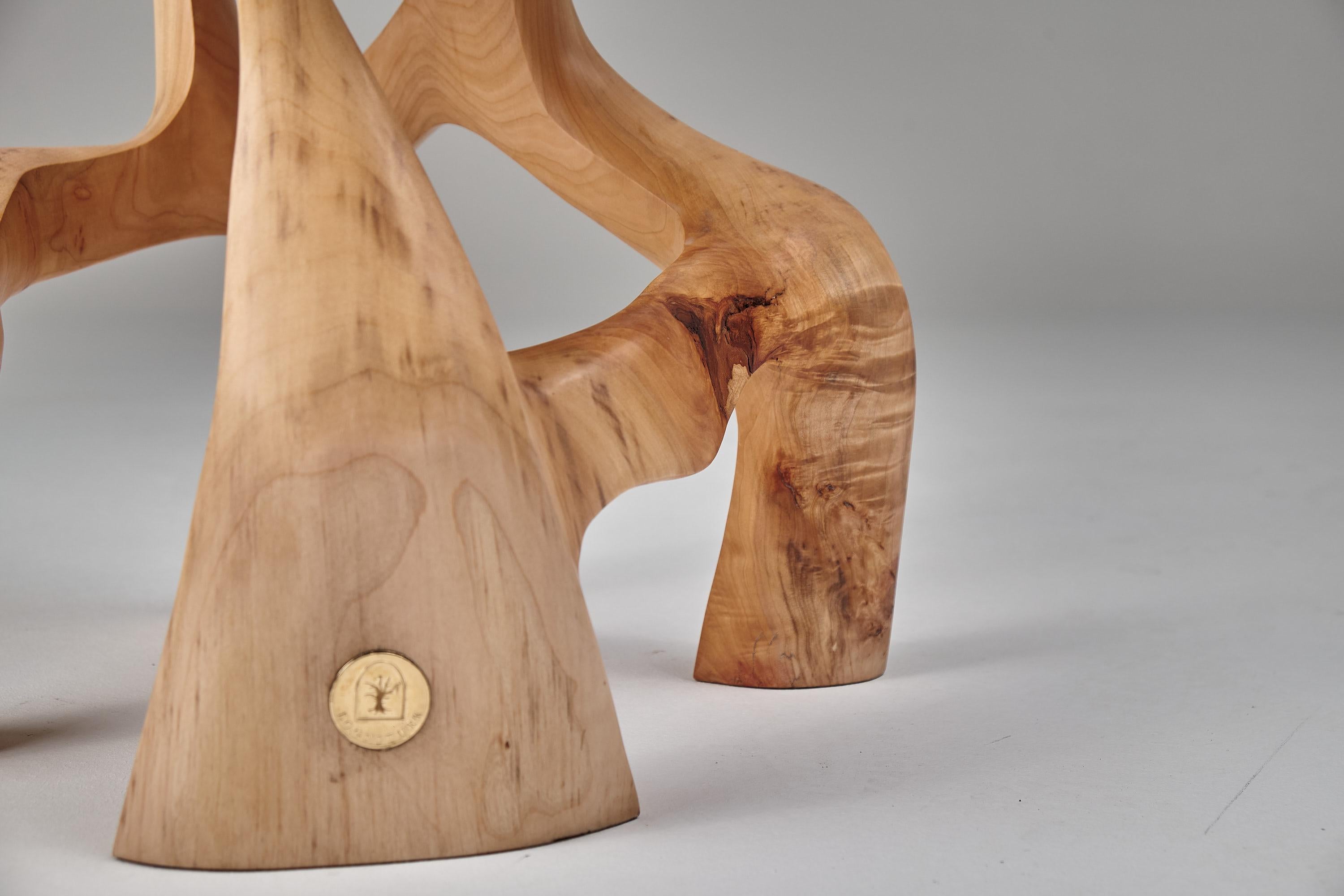 Bois Satyres, table d'appoint sculpturale en bois massif, design contemporain original, Lognitur