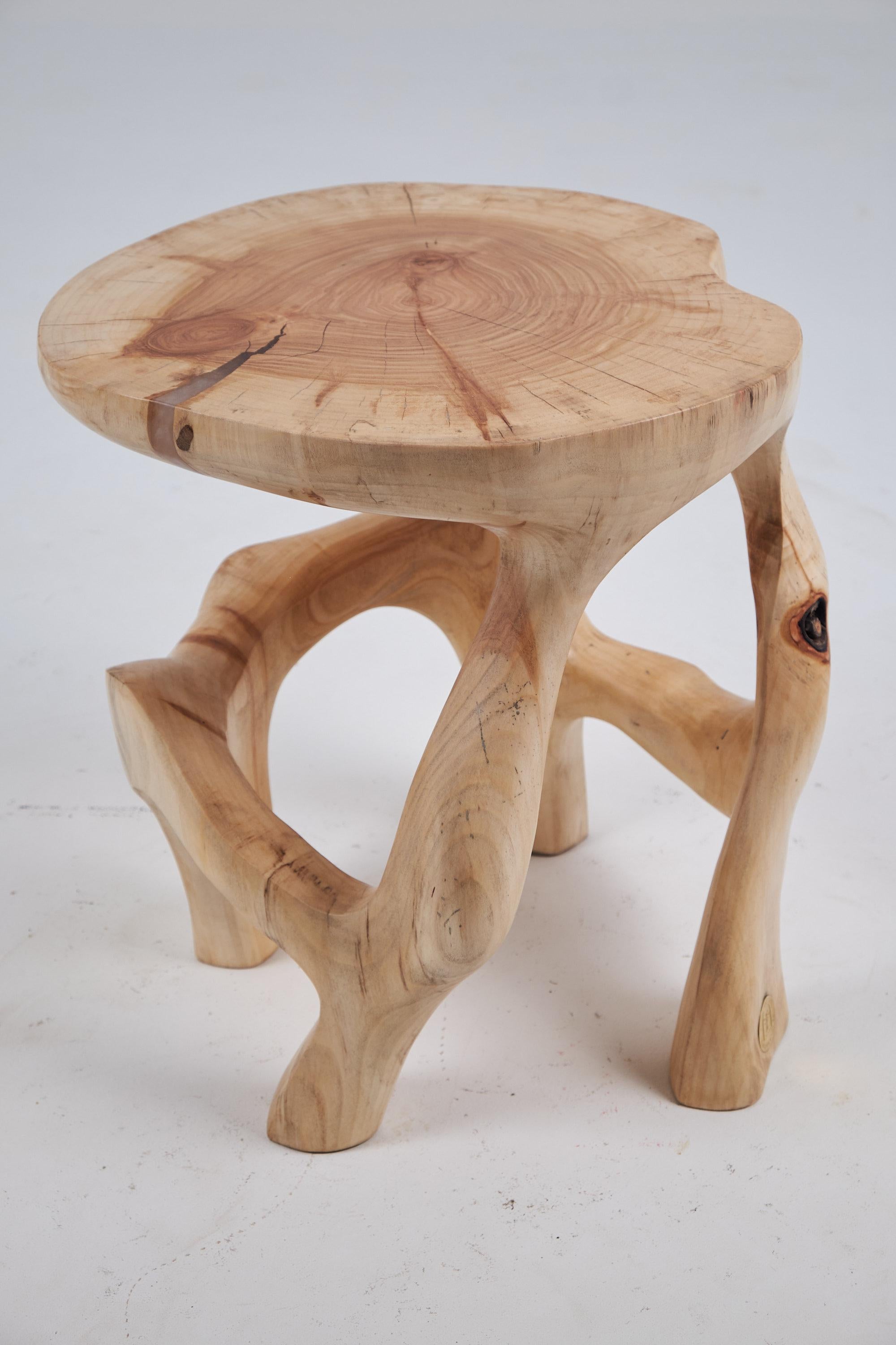Satyrs, Solid Wood Sculptural Side, Table Original Contemporary Design, Lognitur 2