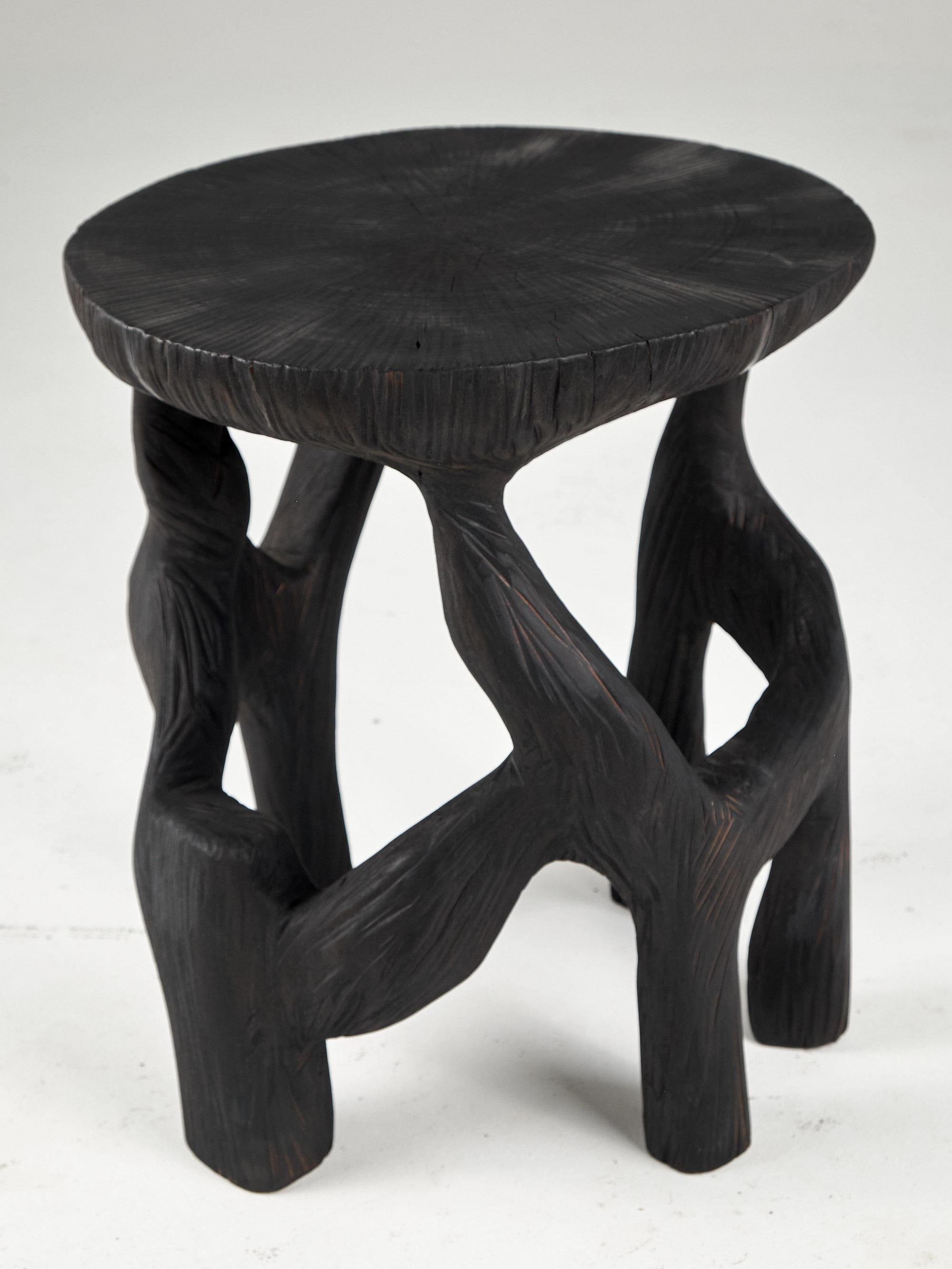 Satyrs, Solid Wood Sculptural Side, Table Original Contemporary Design 3