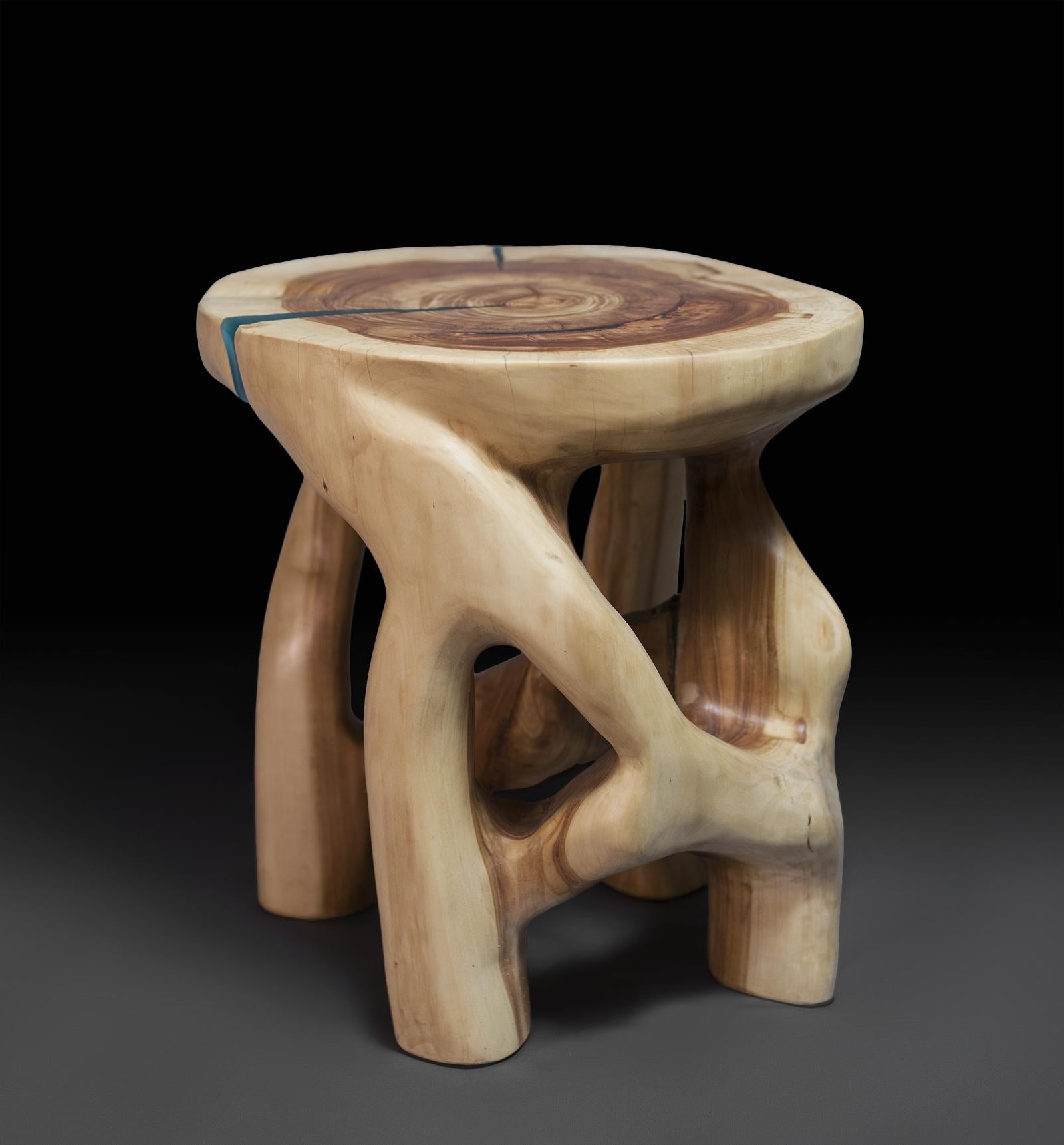 Croatian Satyrs, Solid Wood Sculptural Side Table, Original Contemporary Design Logniture For Sale