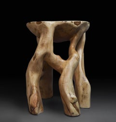 Sculptural Side Table, Solid Wood, Contemporary Design, Organic, By Logniture