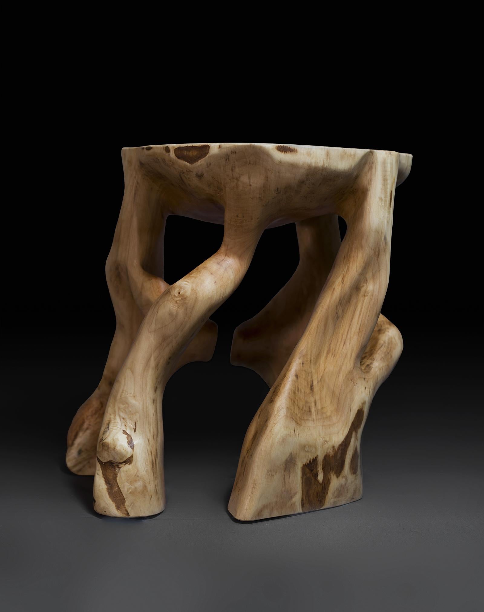 Croatian Satyrs, Solid Wood Sculptural Side Table Original Contemporary Design, Logniture For Sale