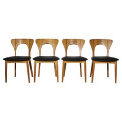 Satz Von 4 Dänischen Stühle Aus Eschenholz Von Niels Koefoed, Modell: Peter